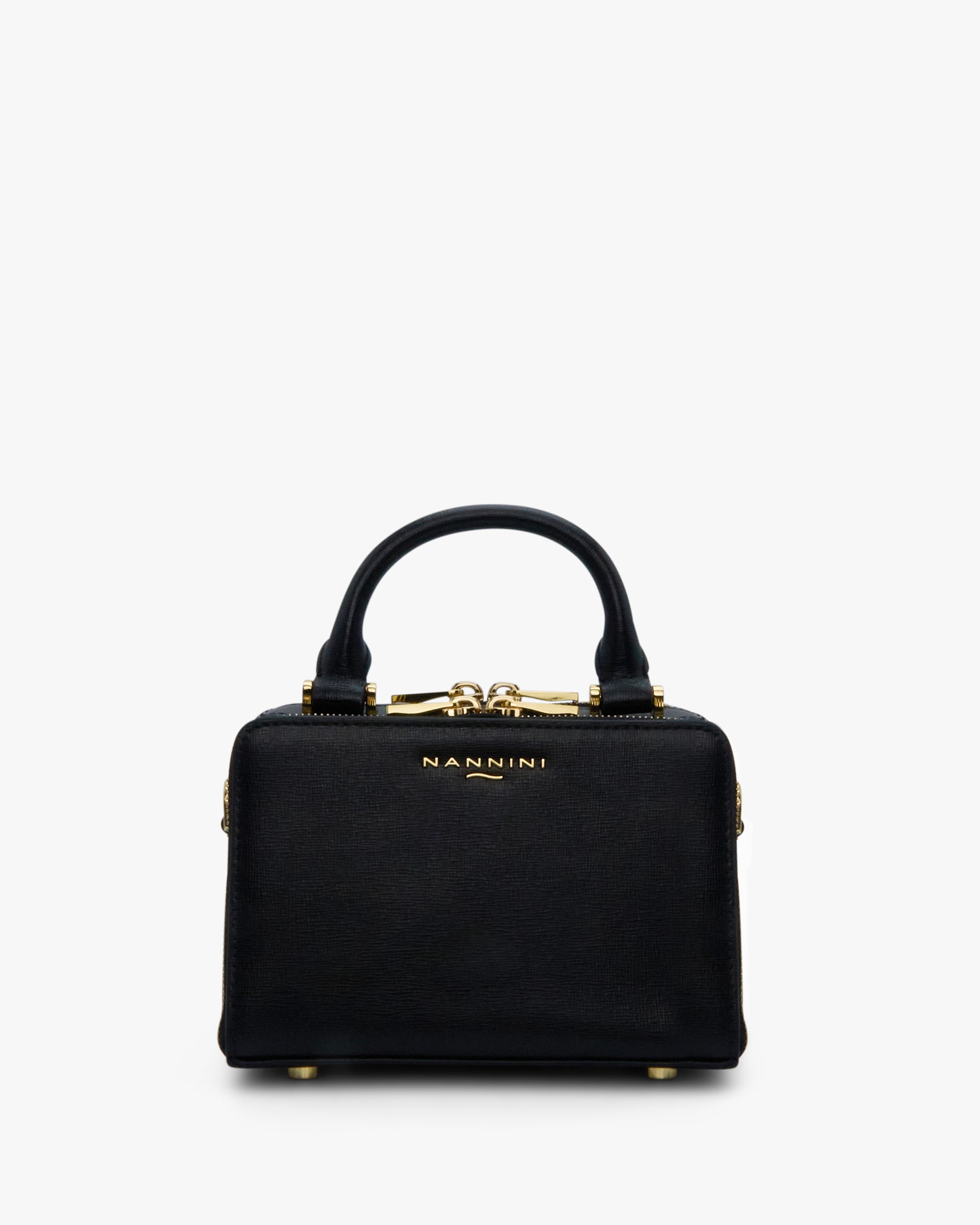 NANNINI borsa secchiello pelle martellata color cuoio piccola