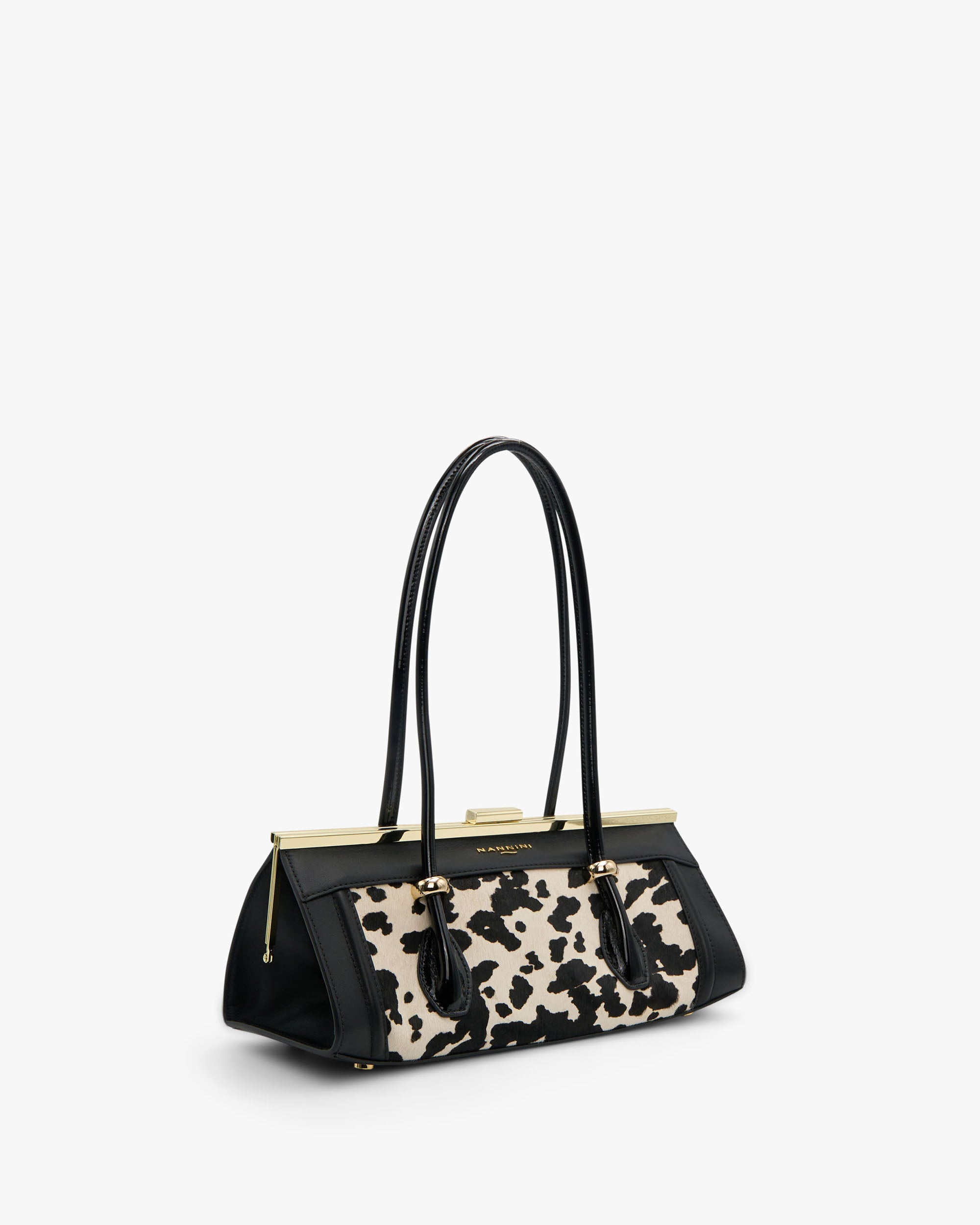 NANNINI borsa spalla donna intrecciata similpelle marrone chiara