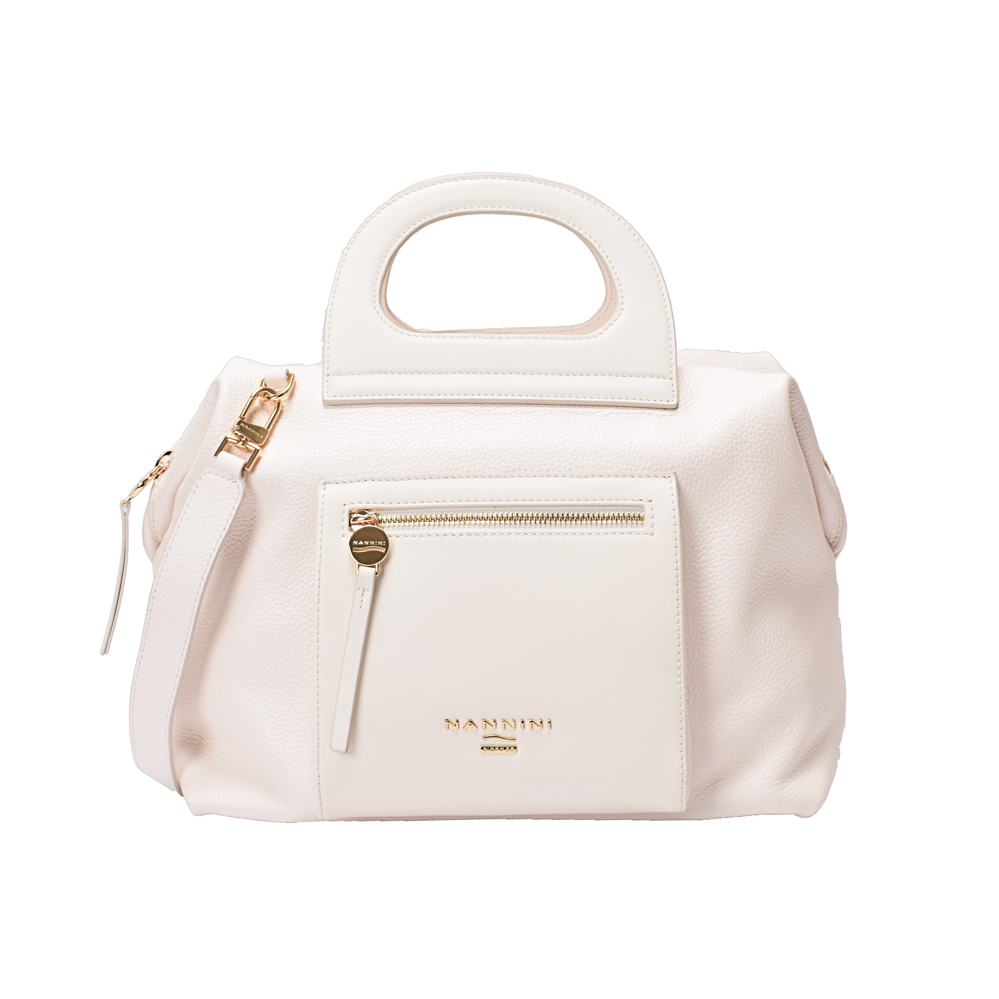 NANNINI borsa pelle liscia chiusura zip color cuoio