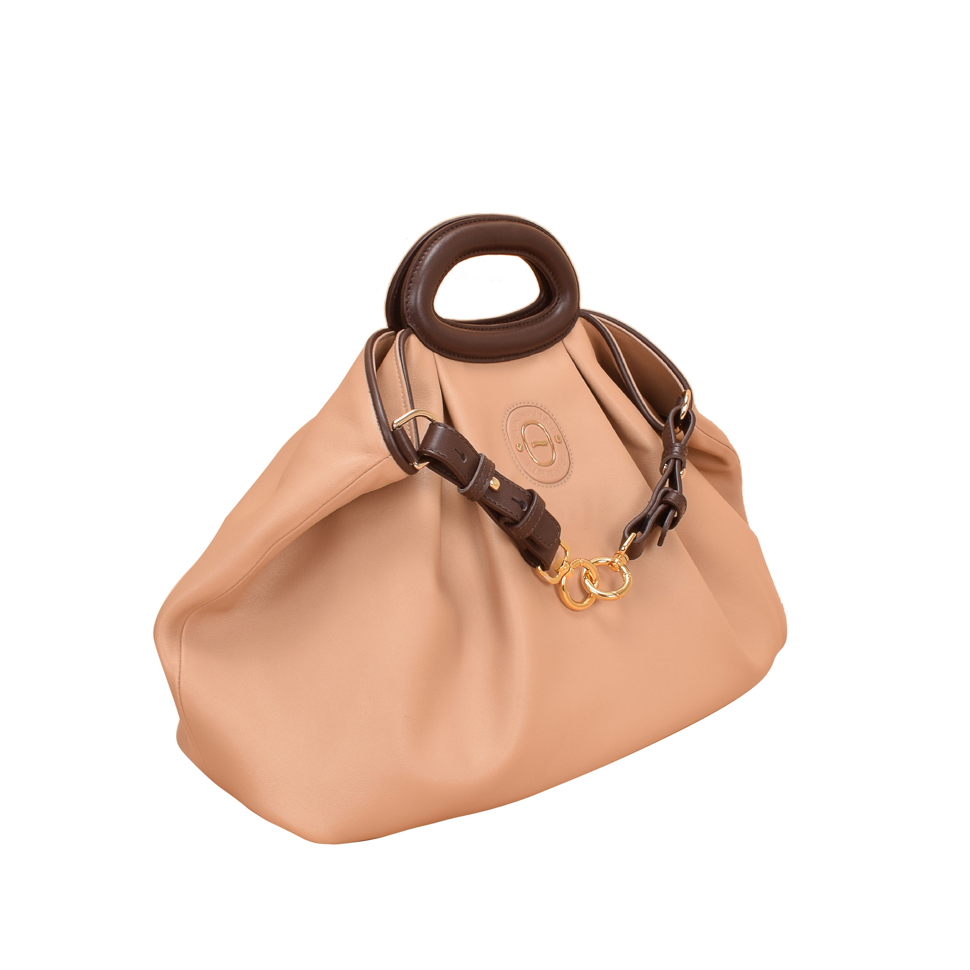 NANNINI borsa spalla martellata manico fibbia colore rosa
