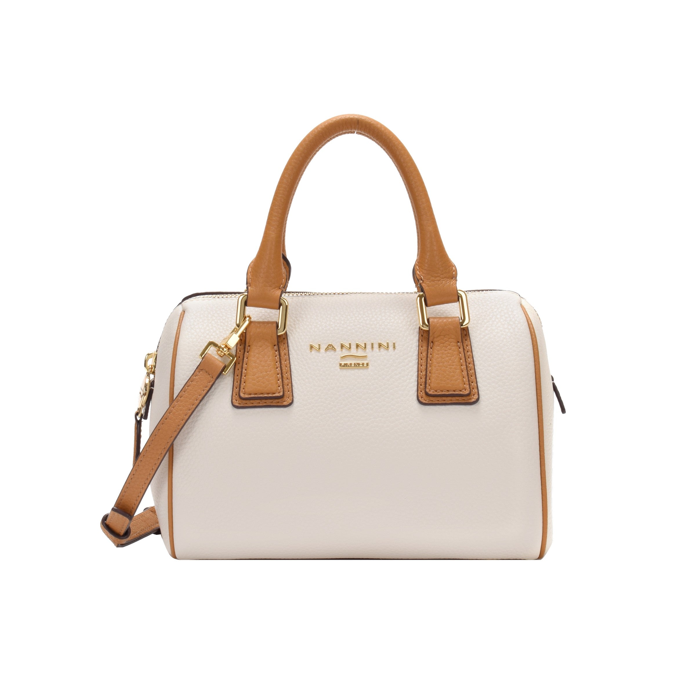NANNINI borsa spalla donna pelle martellata cammello scamosciata grande