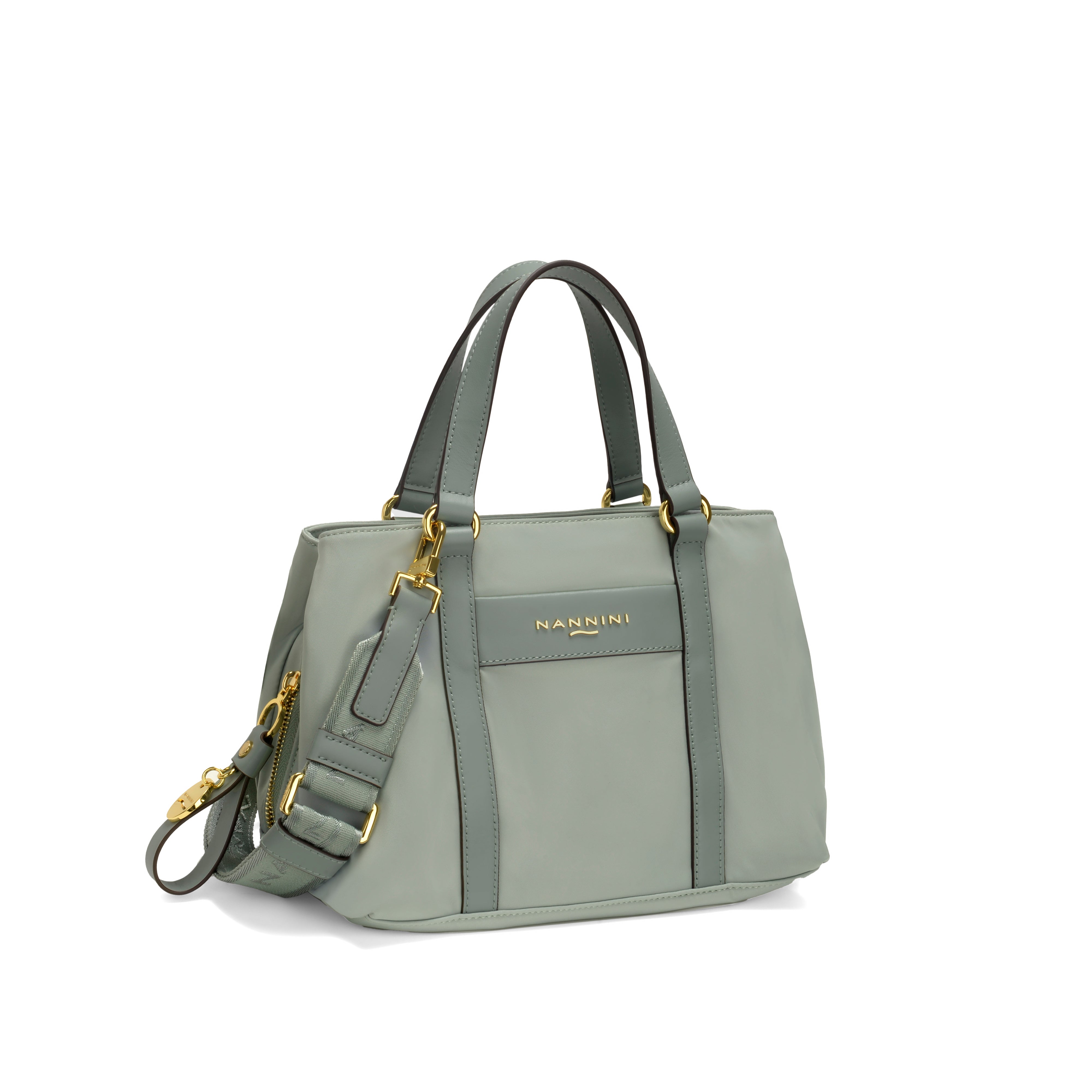 NANNINI borsa spalla donna pelle martellata verde salvia