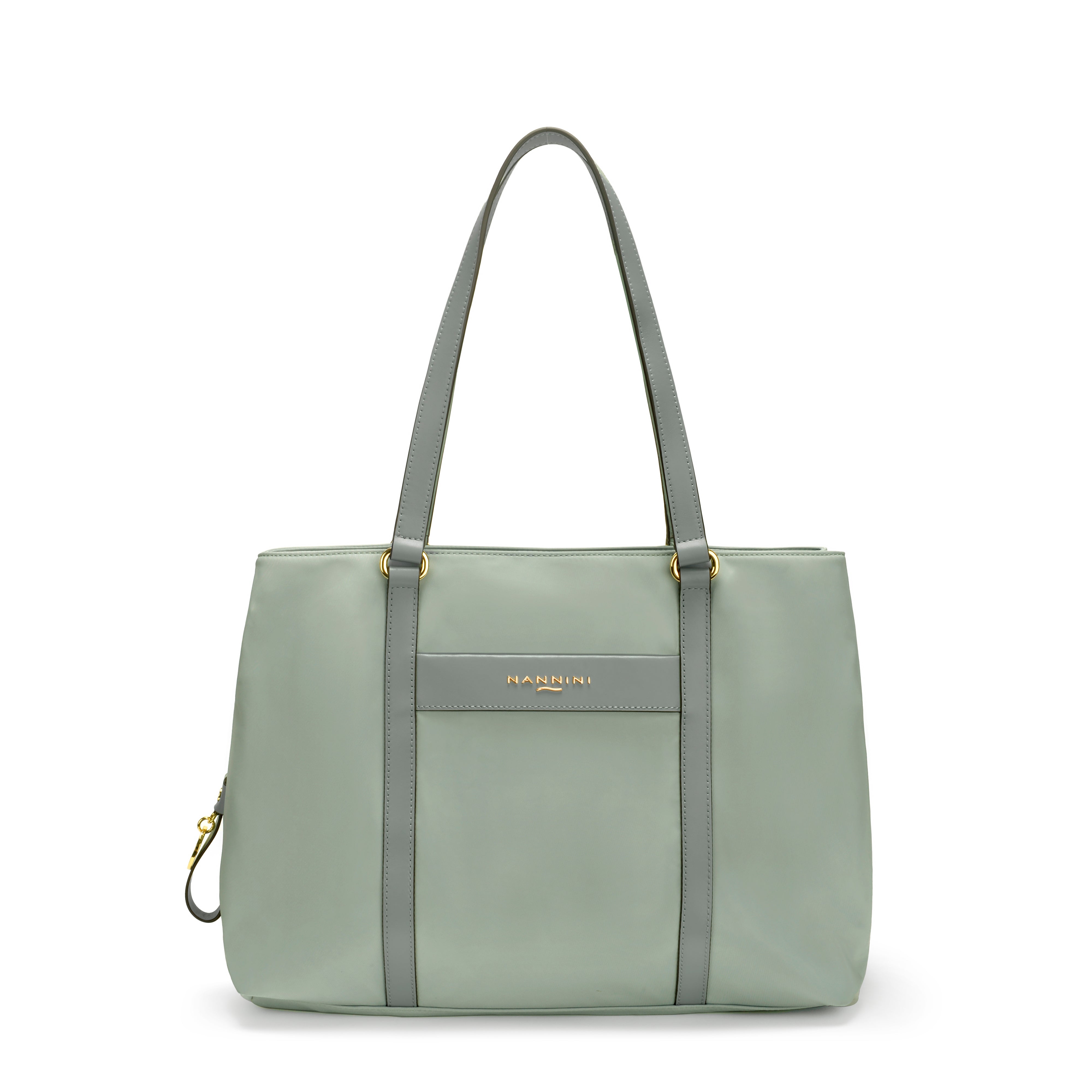NANNINI borsa spalla donna pelle salvia catena oro