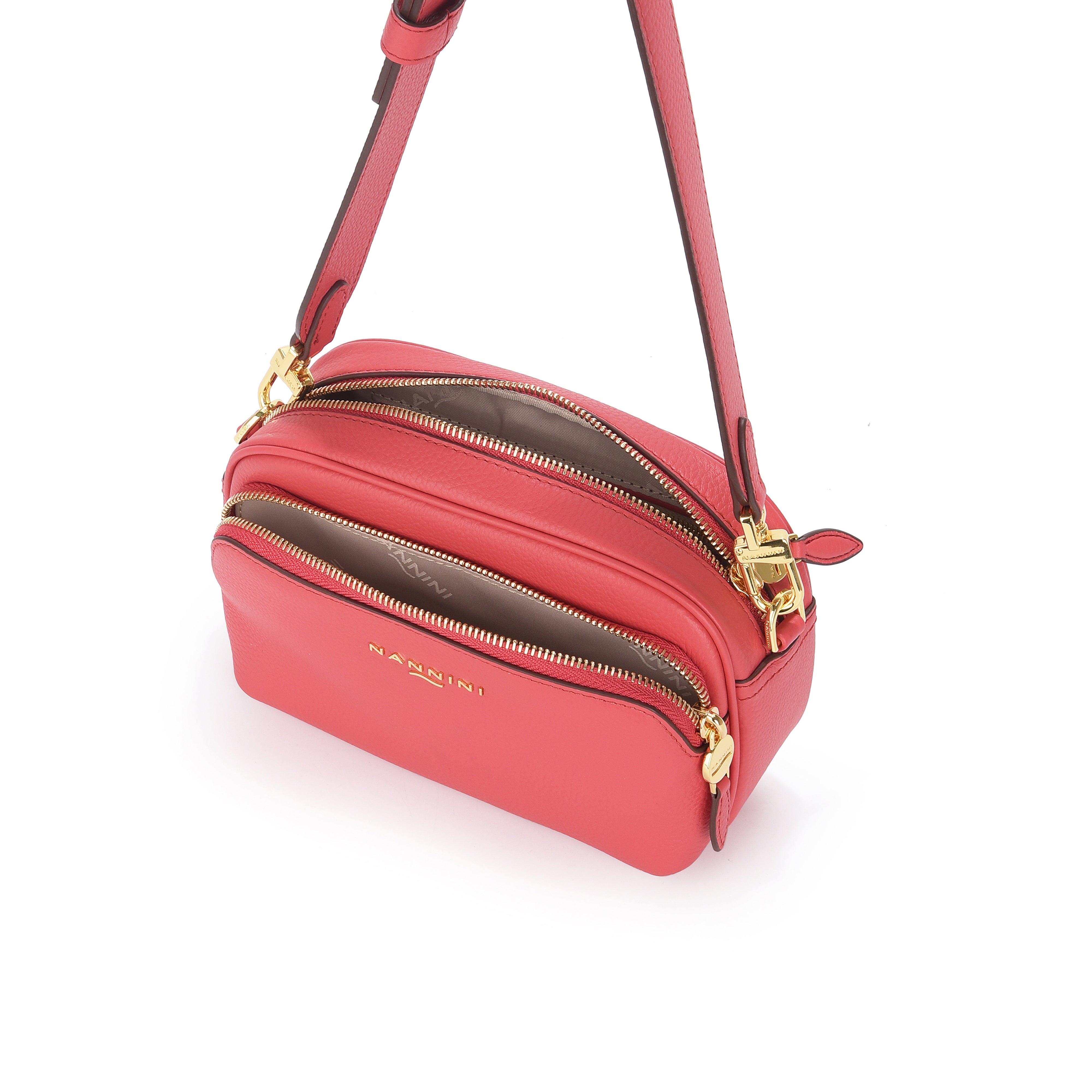NANNINI borsa spalla donna pelle martellata geranio moda