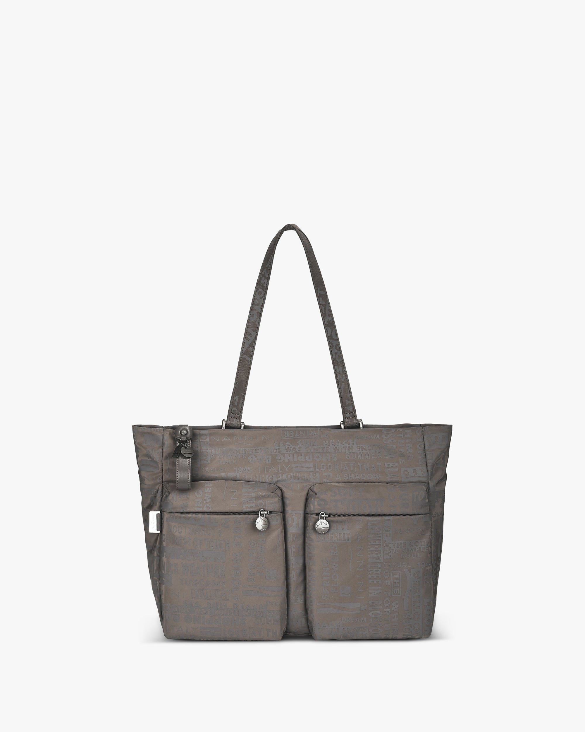 NANNINI borsa spalla donna pelle martellata taupe grande