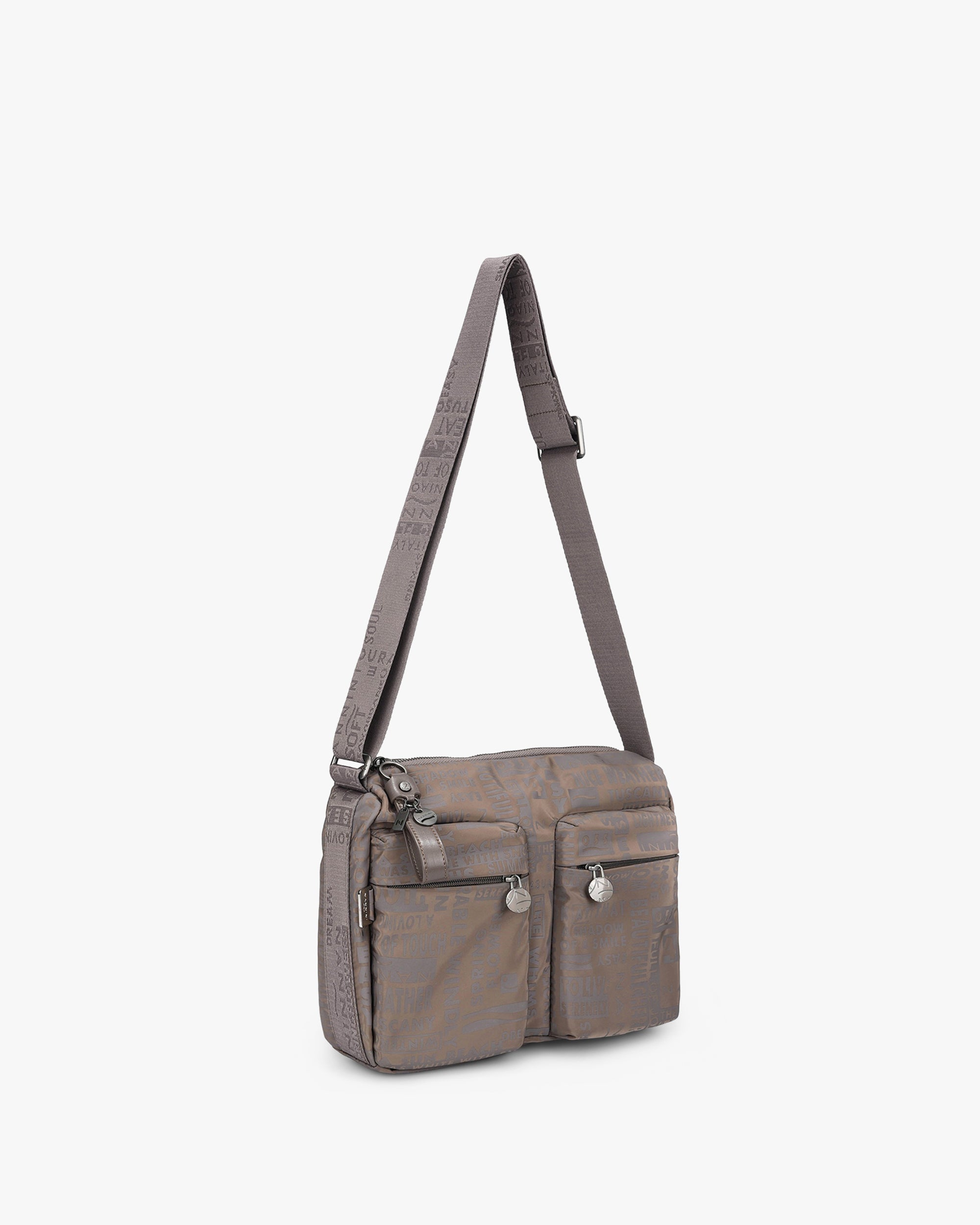 NANNINI borsa spalla donna pelle saffiano taupe chiusura magnetica