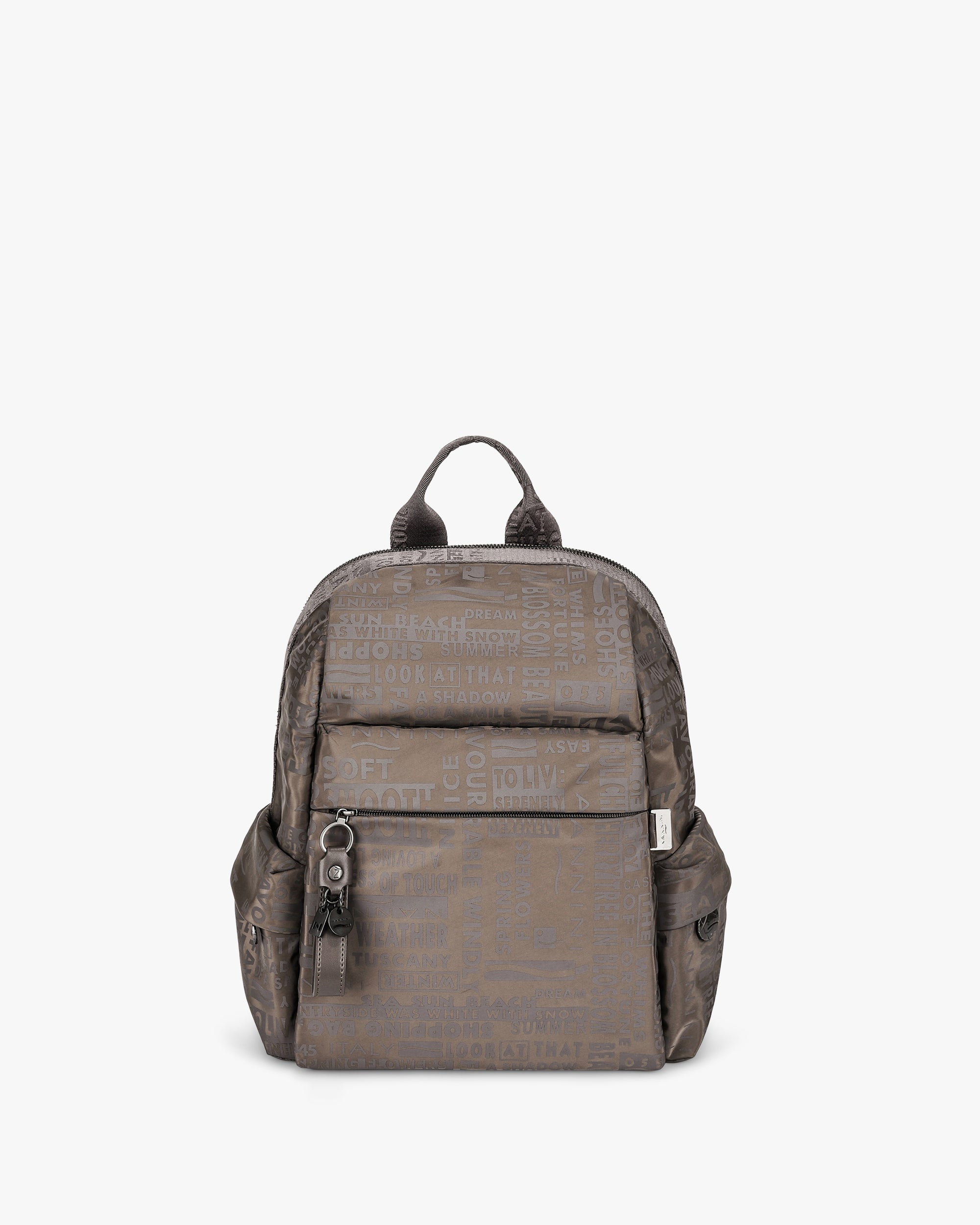 NANNINI bauletto donna pelle taupe grana metallo catena oro