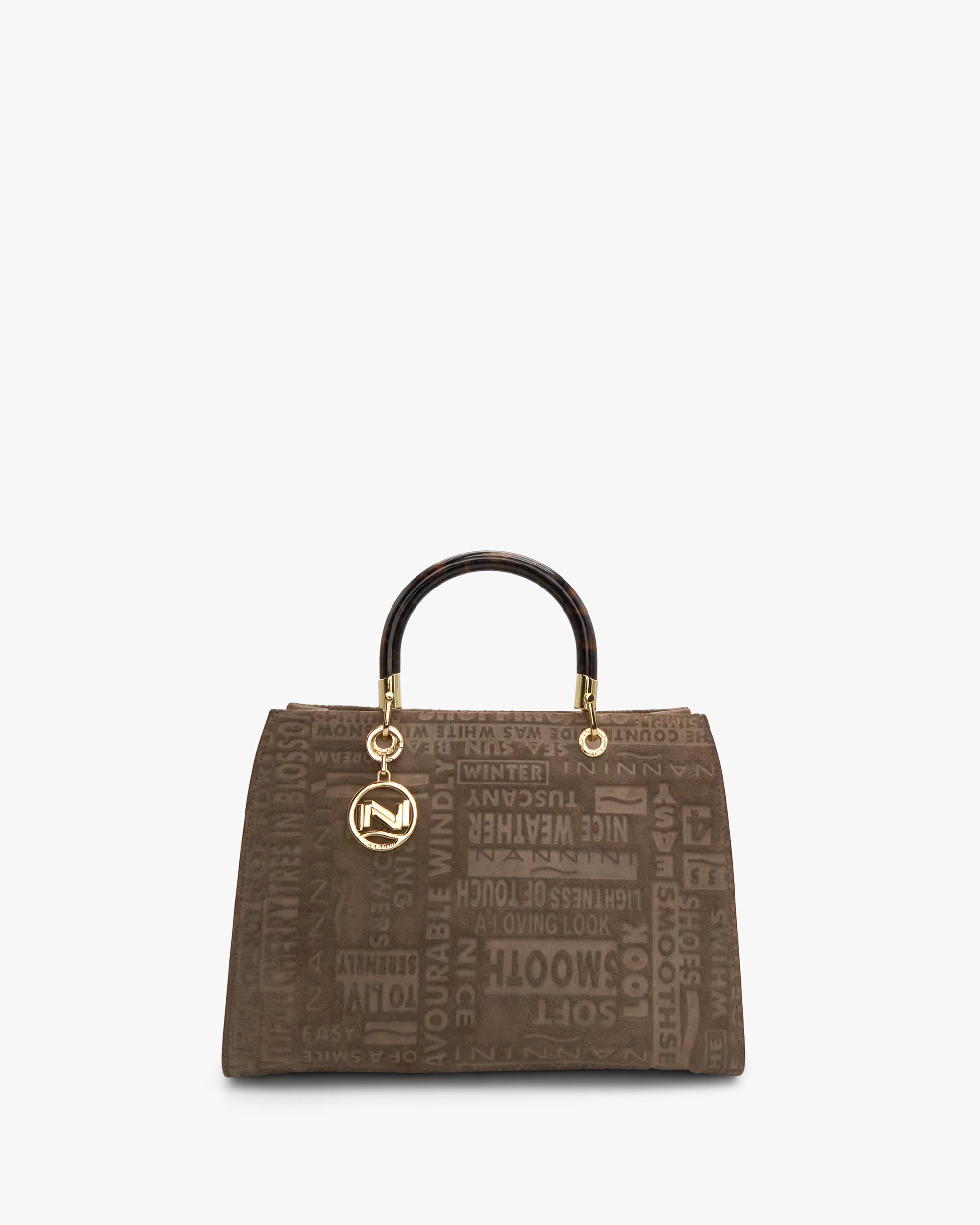 NANNINI borsa secchiello pelle martellata bianca spalla manico catena