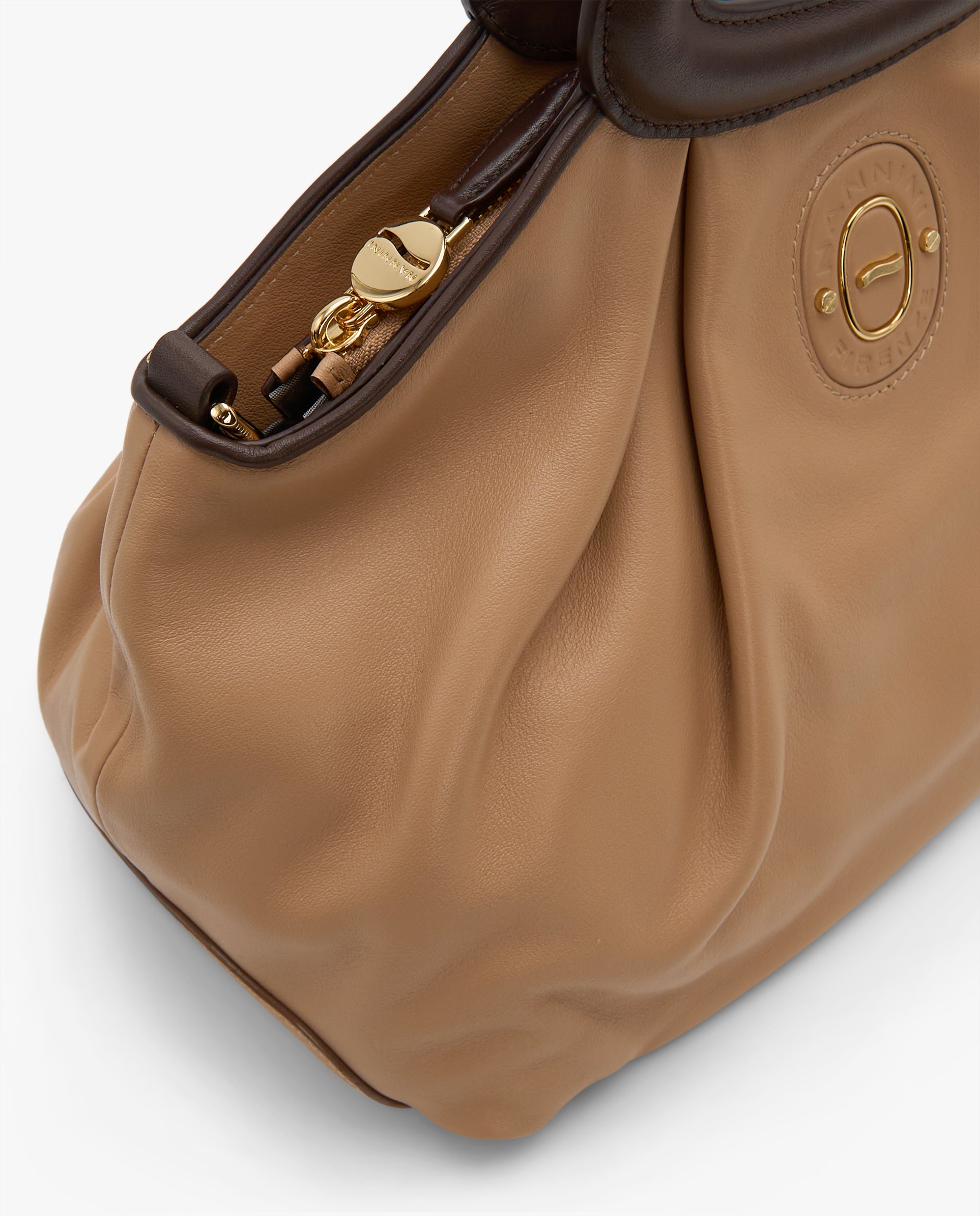 NANNINI borsa spalla donna pelle martellata nera media