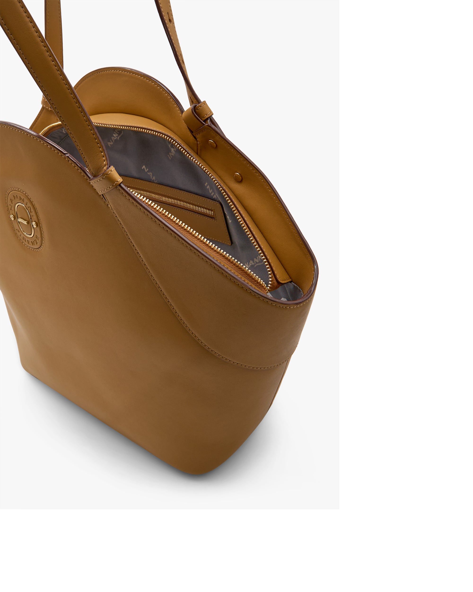 NANNINI Borsa a mano pelle martellata nera donna logo