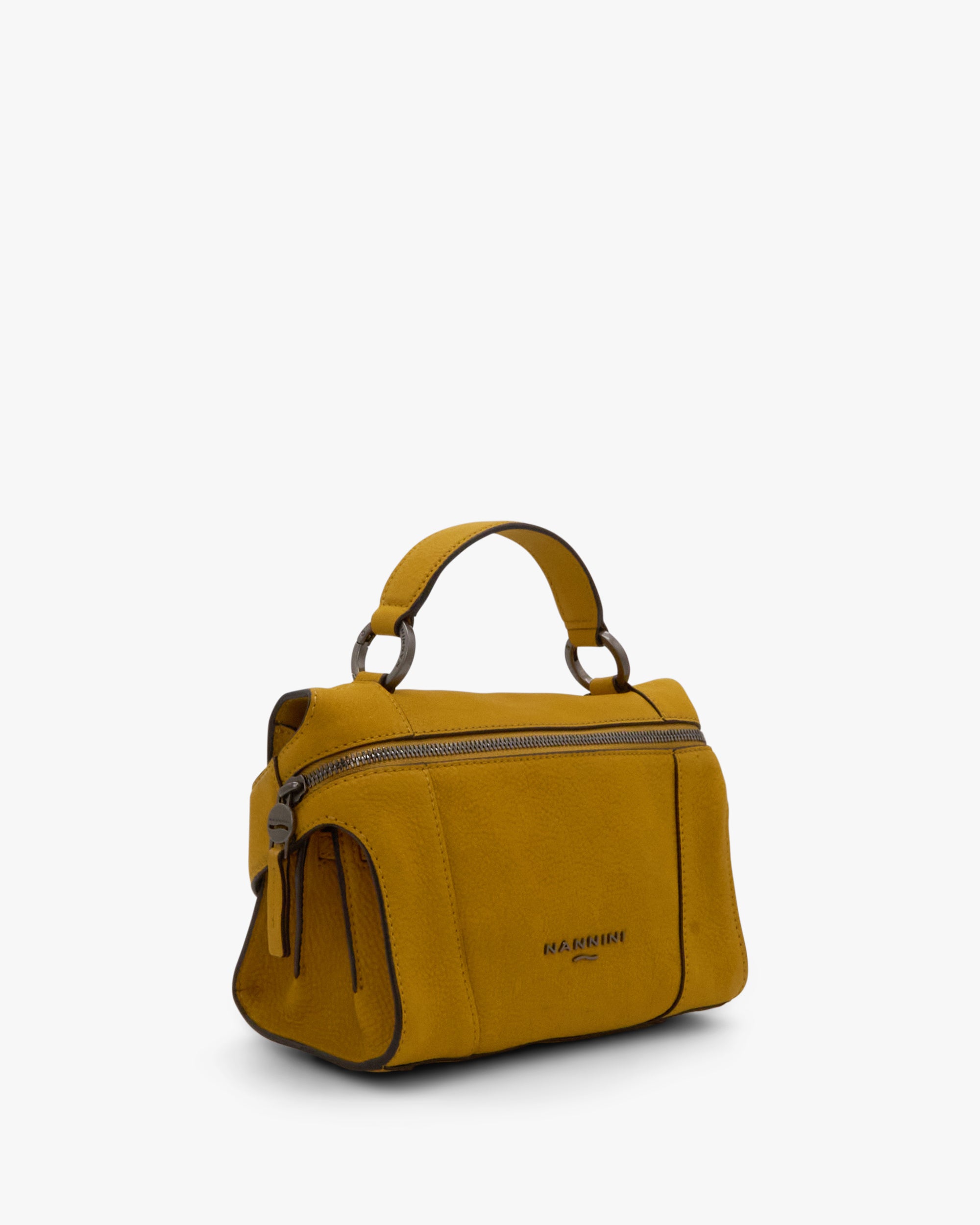 NANNINI mini bag a mano pelle martellata verde ottanio