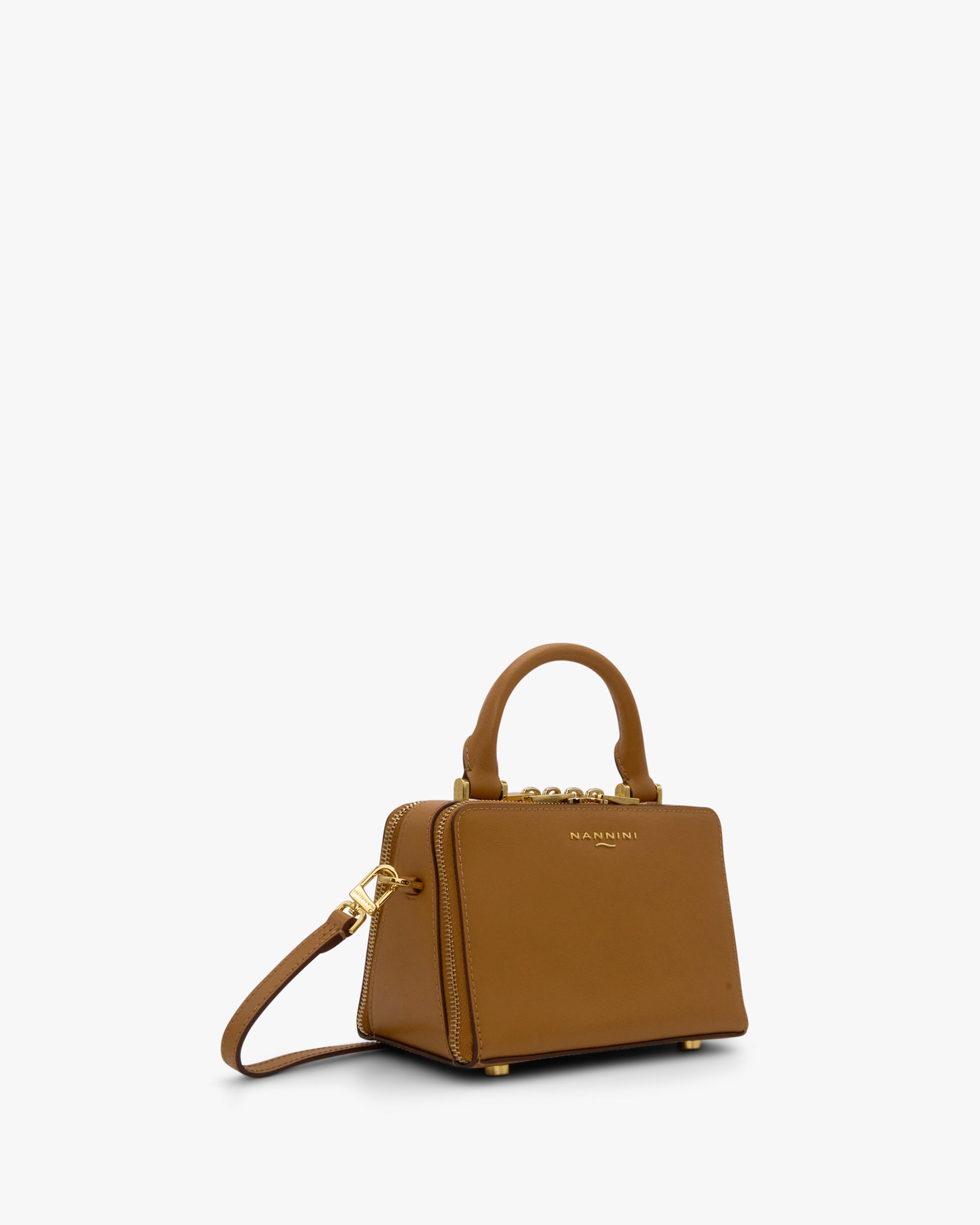 NANNINI bauletto donna pelle marrone tasche logo metallo