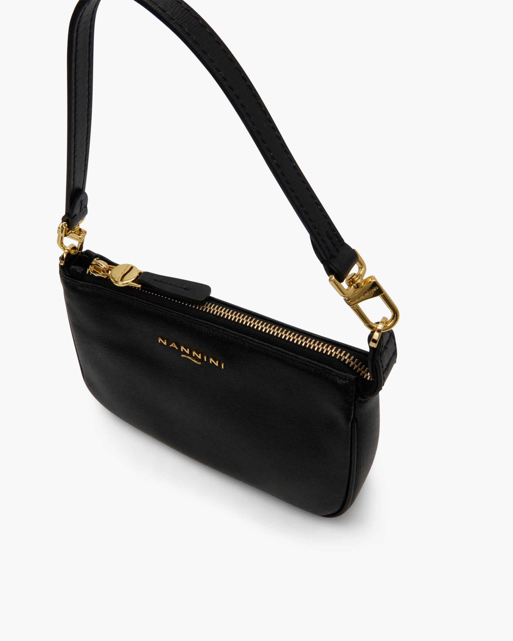 NANNINI borsa spalla donna pelle martellata marrone chiara manici