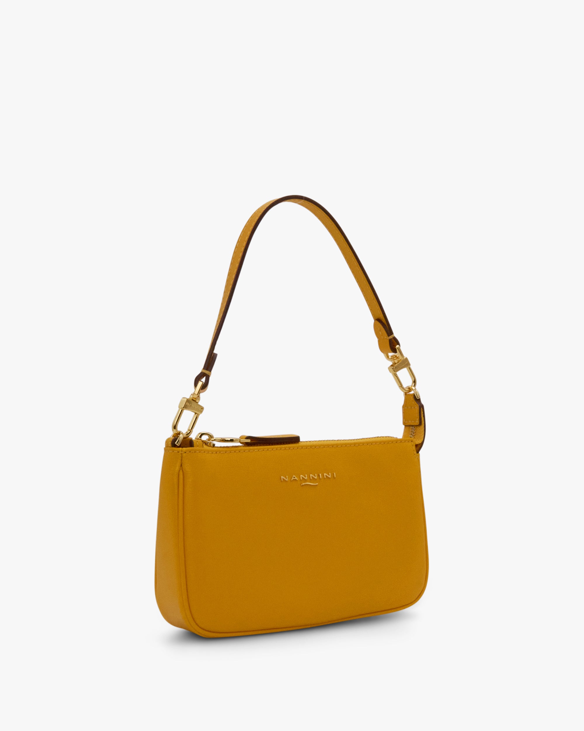 NANNINI borsa spalla donna pelle martellata marrone chiusura patta