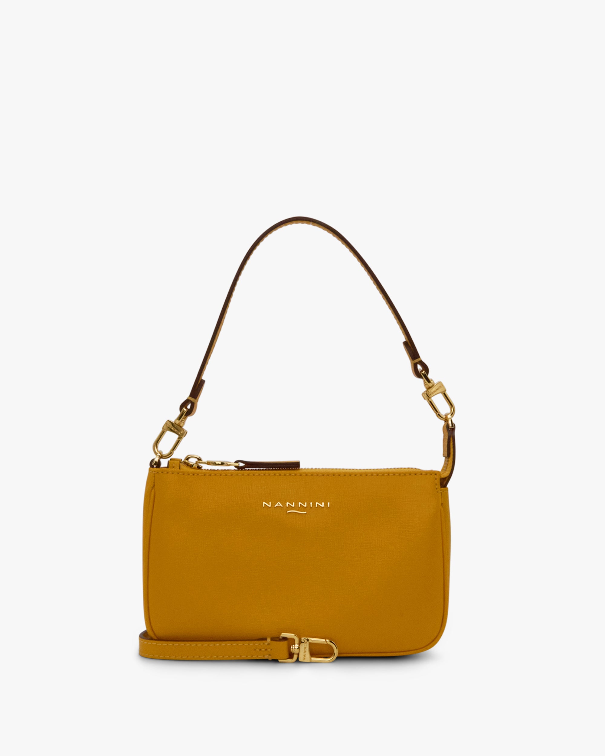 NANNINI borsa spalla donna pelle martellata verde chiaro