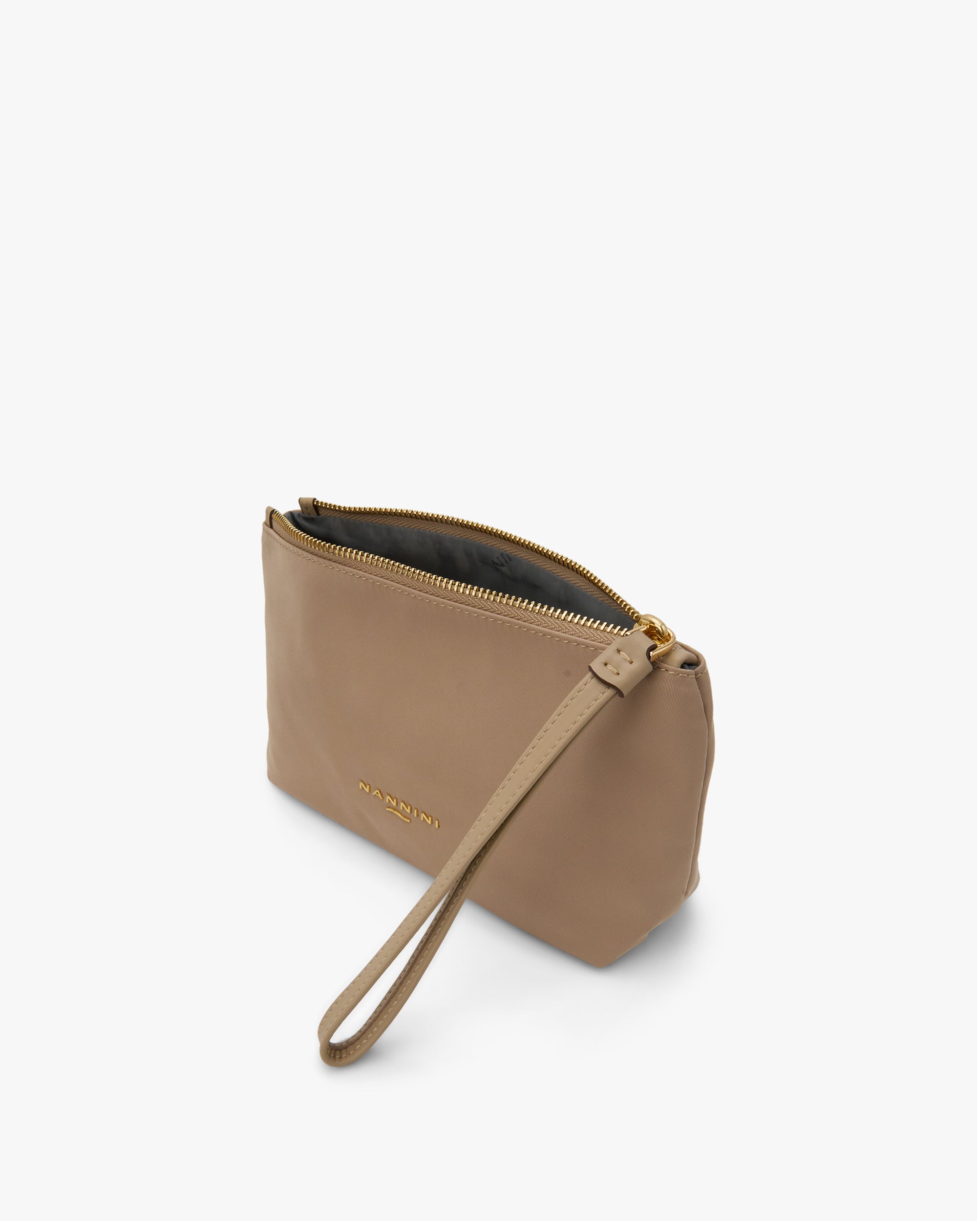 NANNINI borsa bauletto pelle martellata beige manici tracolla