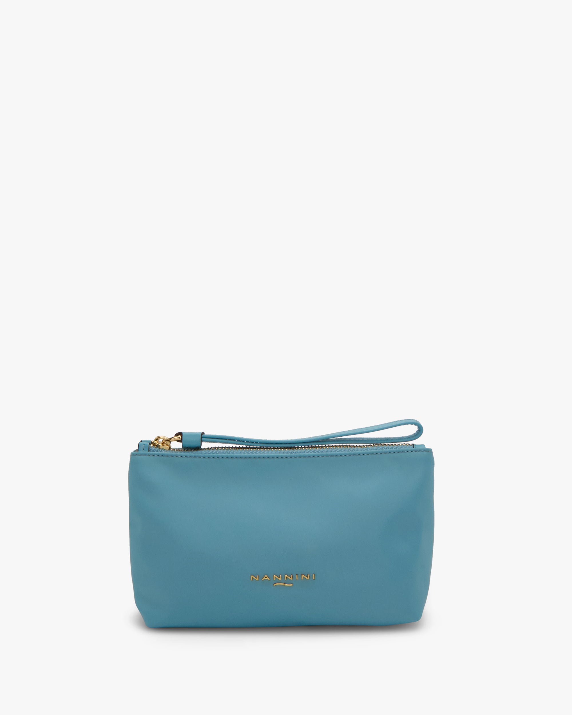NANNINI tote vernice turchese strutturata manici rigidi logo