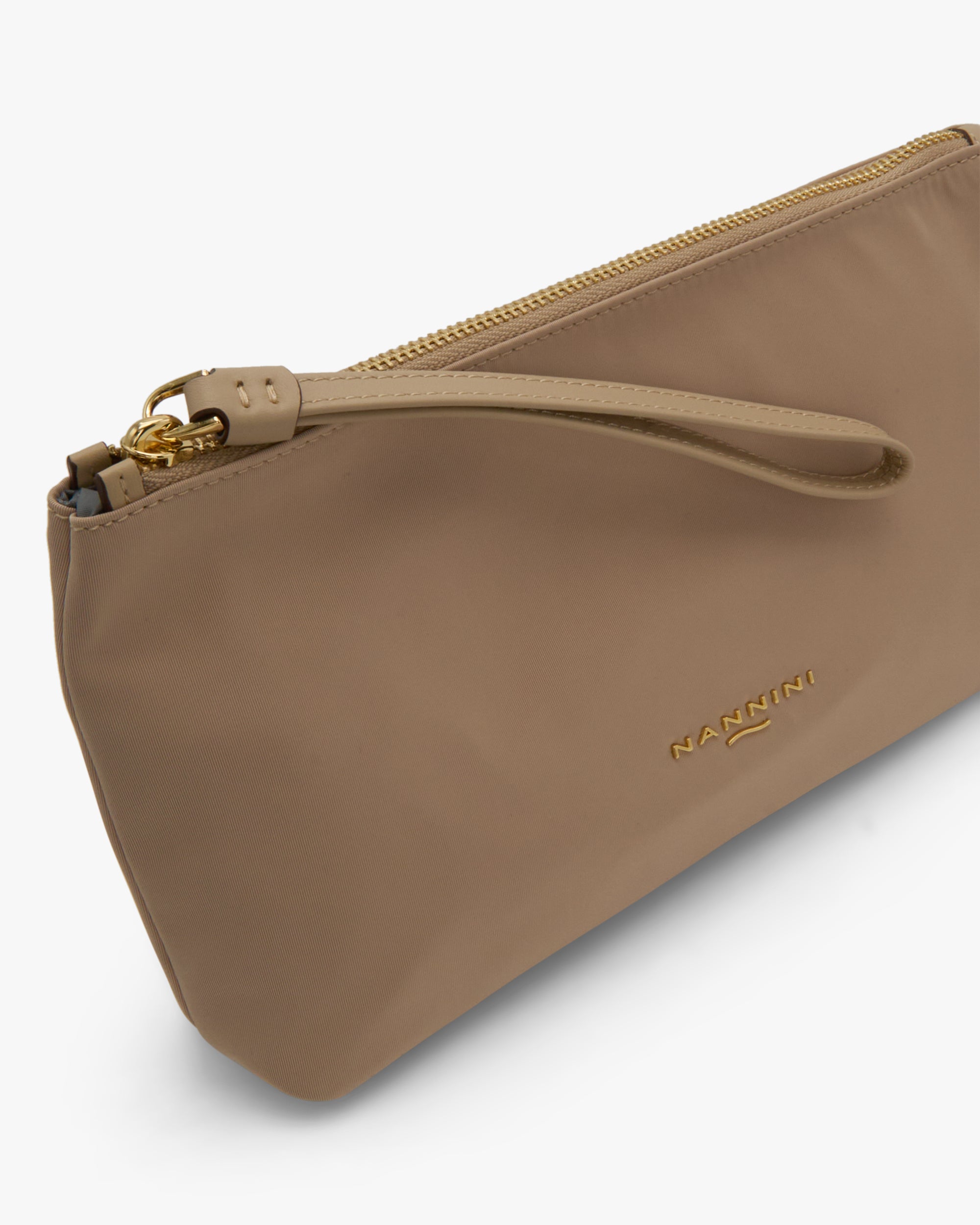NANNINI bauletto donna pelle martellata beige tracolla regolabile