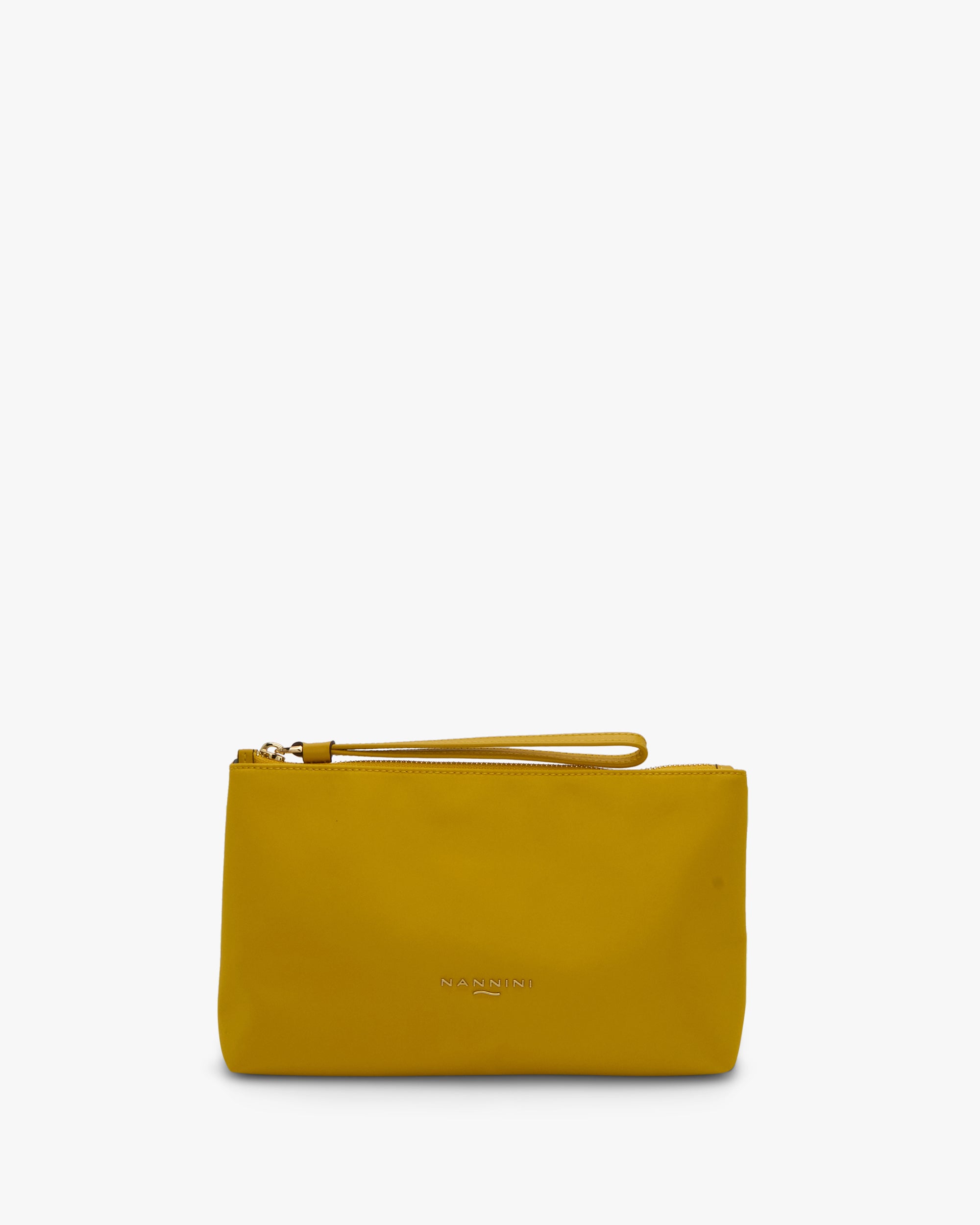 NANNINI bauletto pelle martellata giallo manici tracolla zip