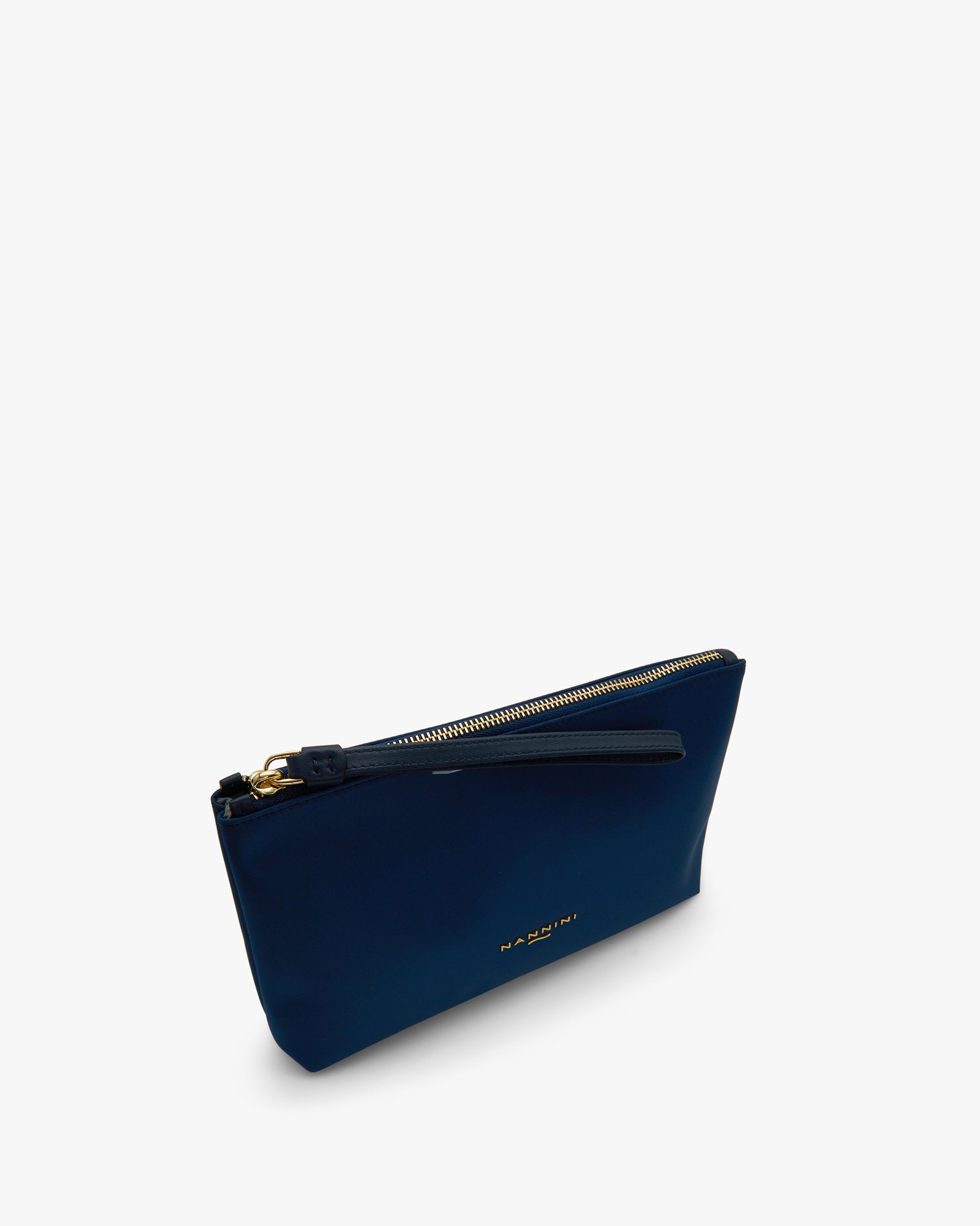 NANNINI shopper grande spalla pelle martellata blu navy