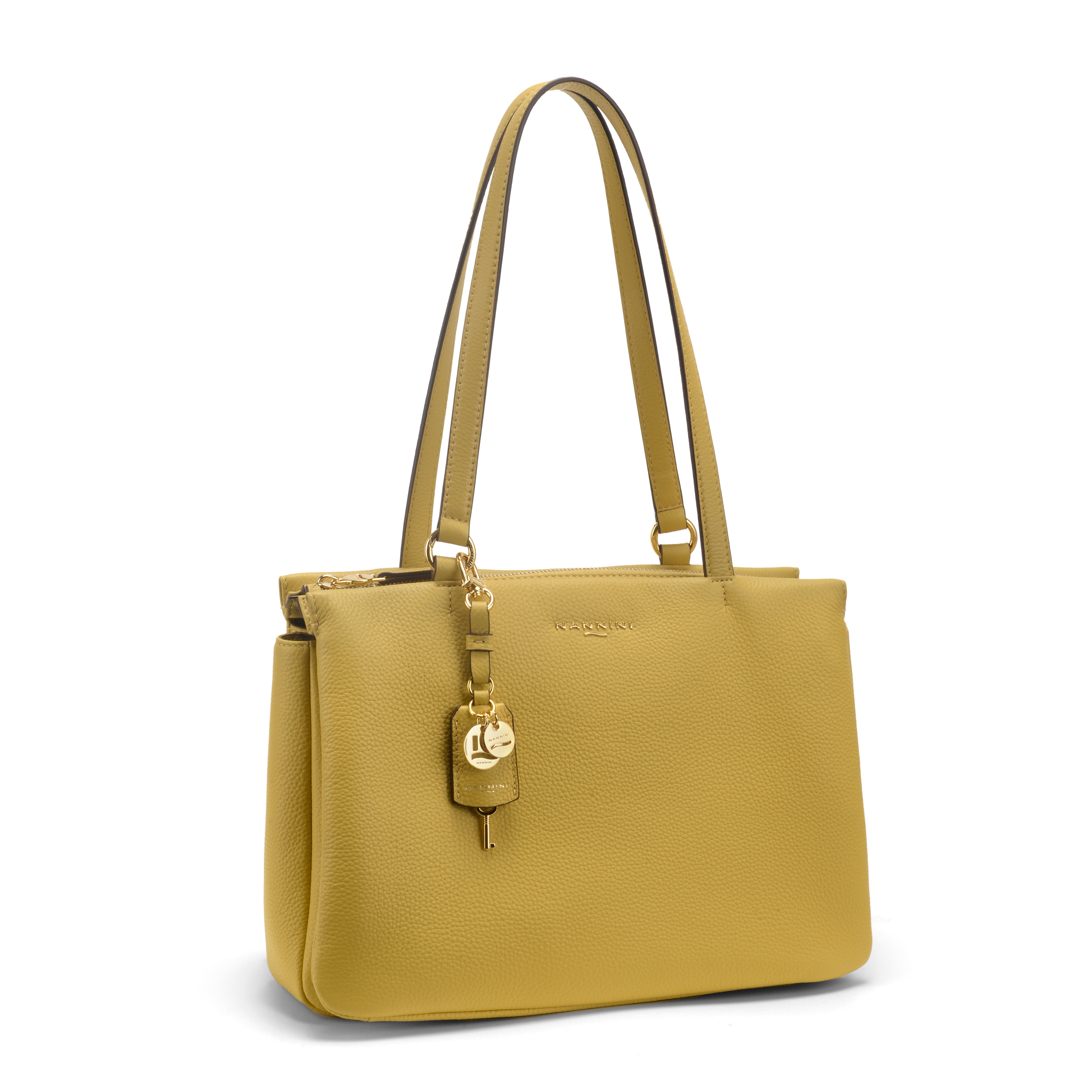 NANNINI borsa spalla donna gialla pelle intrecciata