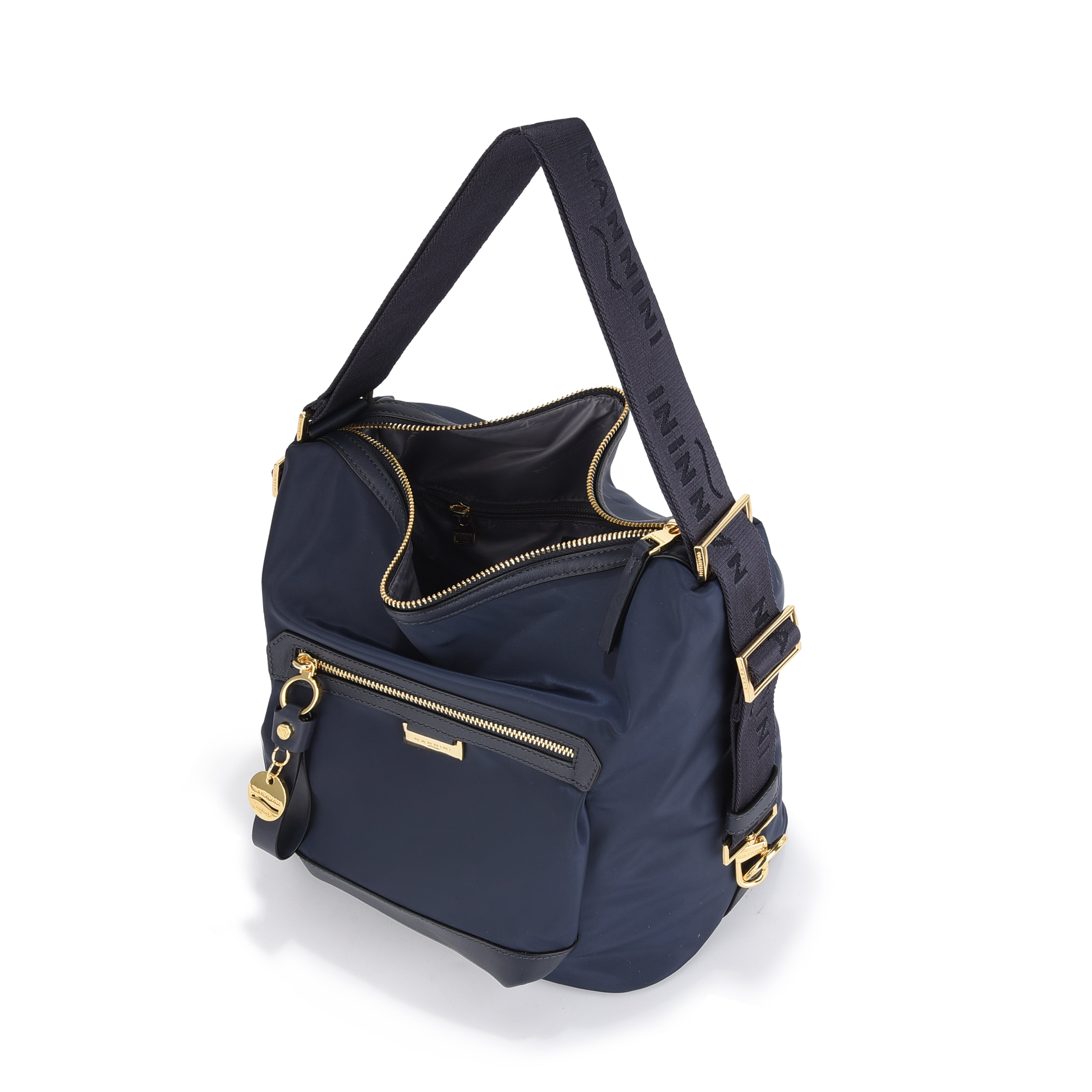 NANNINI borsa spalla donna pelle saffiano blu cobalto
