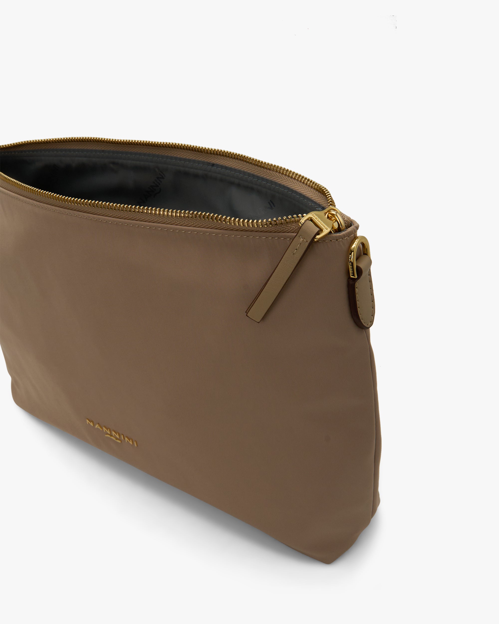 NANNINI bauletto pelle martellata beige tracolla regolabile