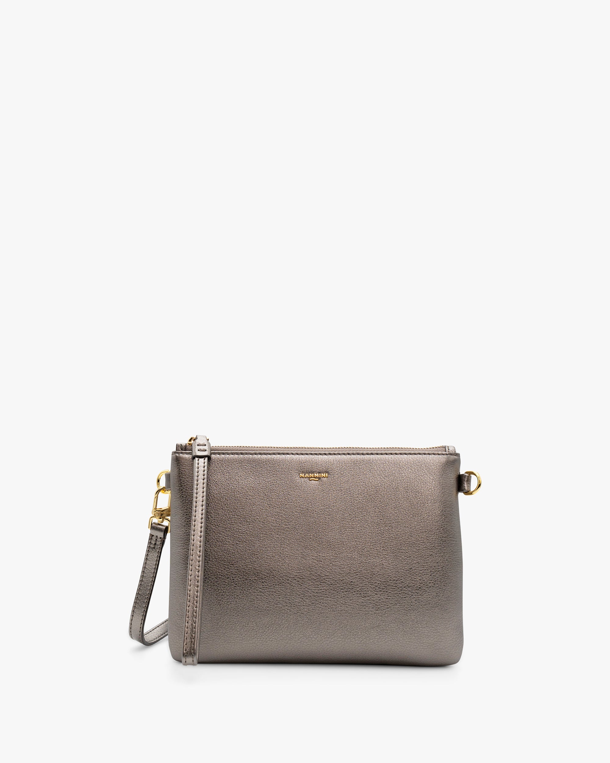 NANNINI bauletto pelle liscia beige tasche zip frontali