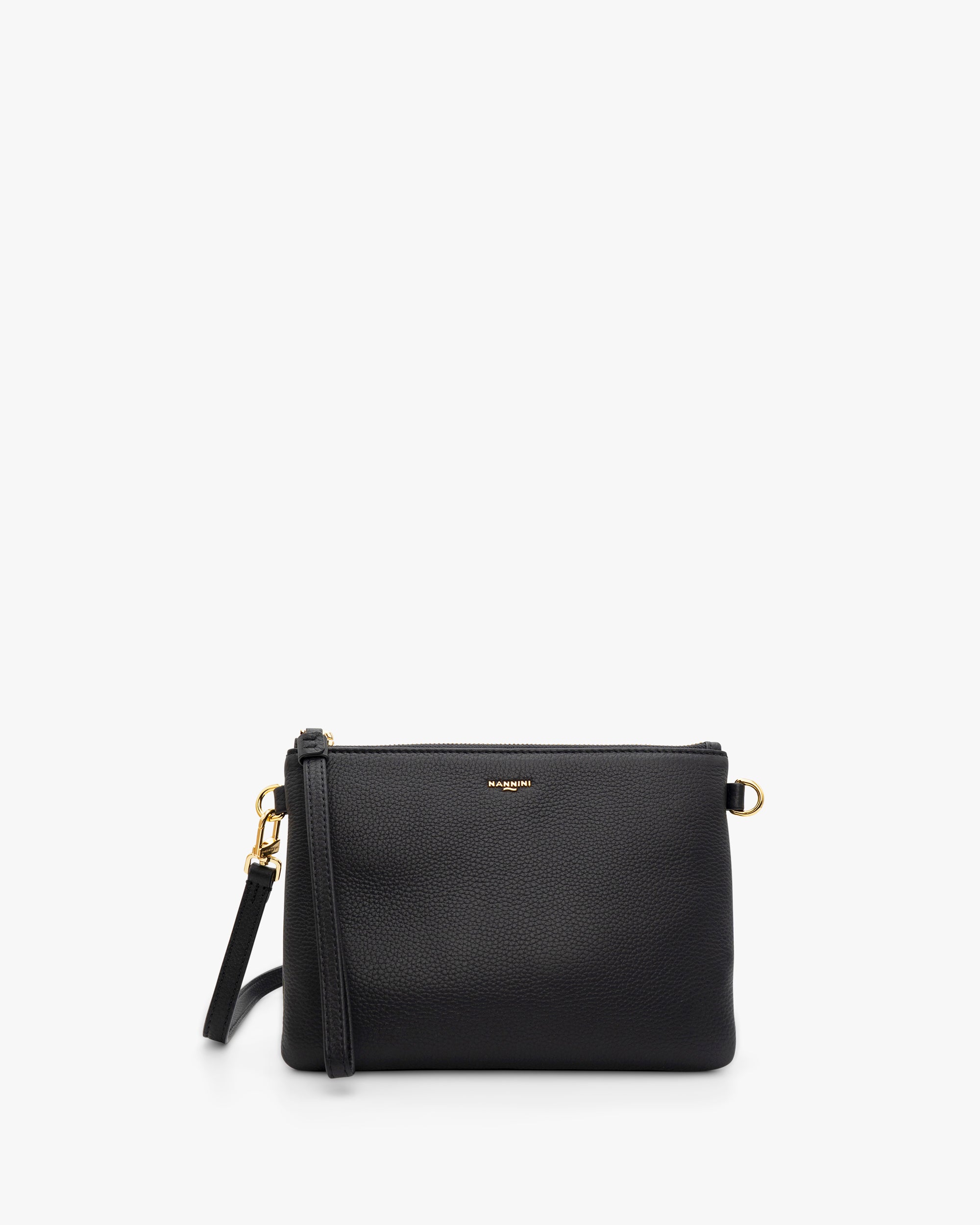NANNINI borsa bauletto pelle liscia bianca doppi manici tracolla
