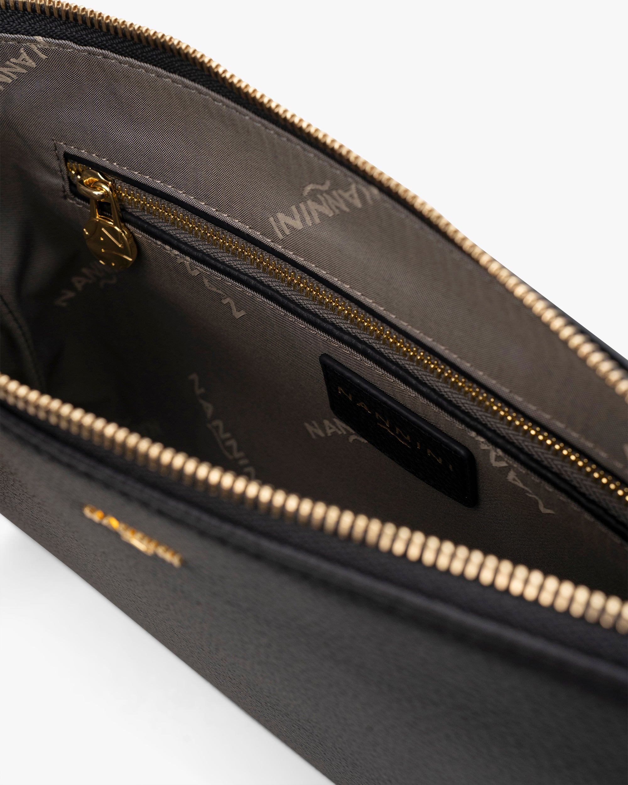 NANNINI shopper grande similpelle testurizzata motivo geometrico nera