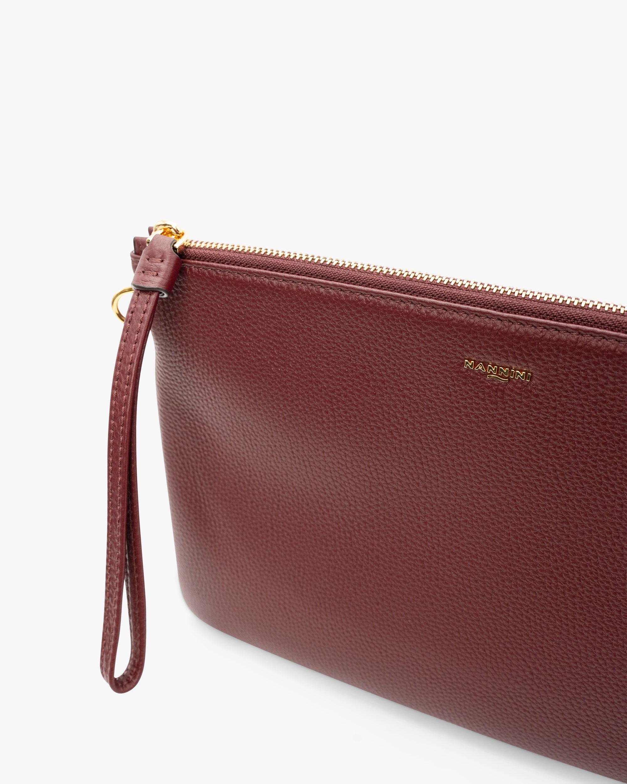NANNINI borsa hobo pelle martellata bianca spalla logo