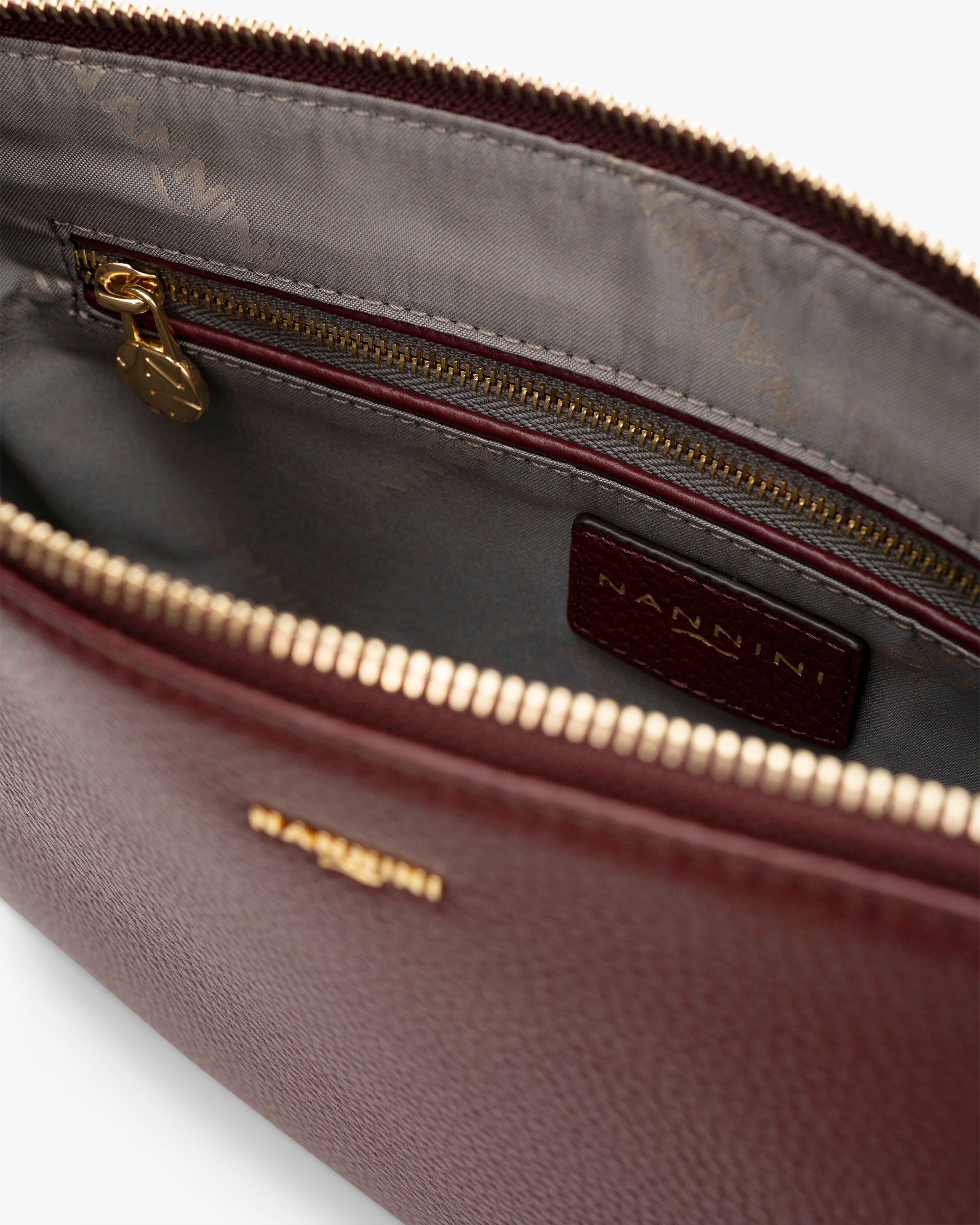 NANNINI borsa mano bauletto pelle martellata grigio ghiaccio