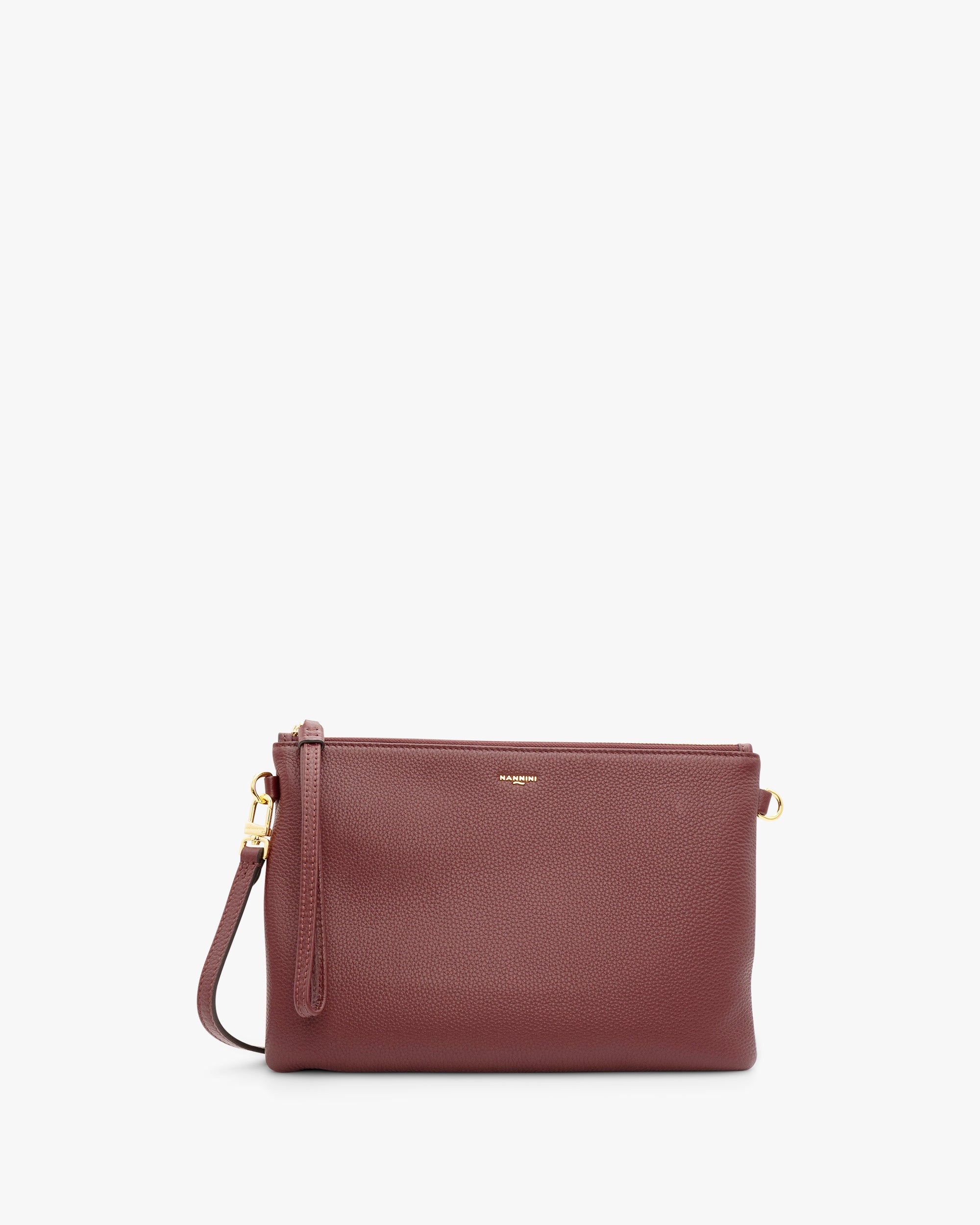 NANNINI borsa bauletto pelle martellata beige fibbia tracolla