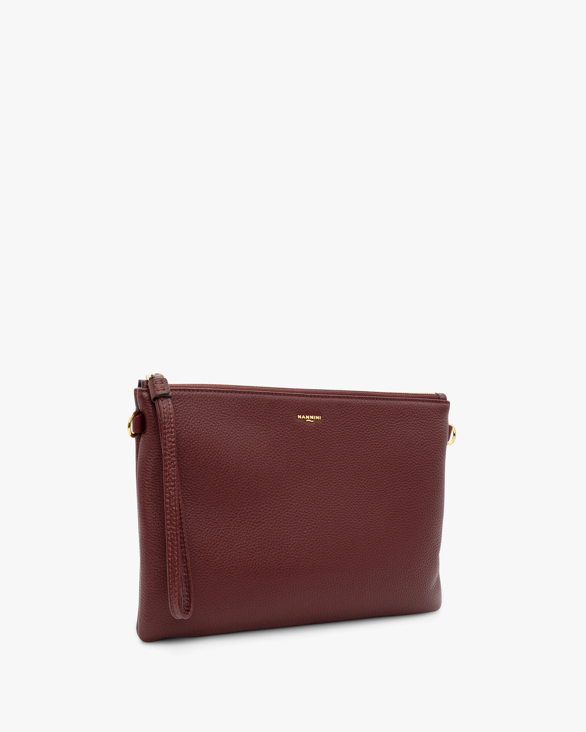 NANNINI bauletto pelle martellata fucsia zip metalleria oro