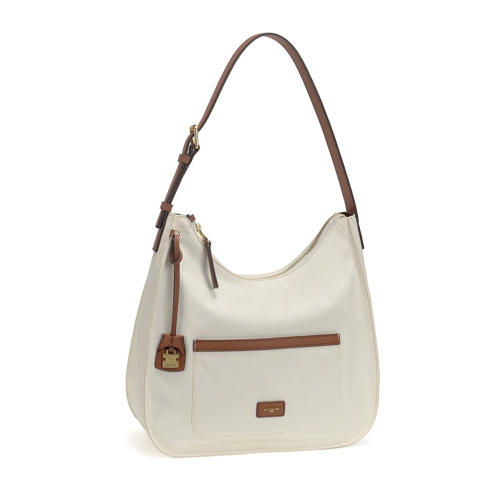 NANNINI borsa pelle martellata tracolla off-white made italy