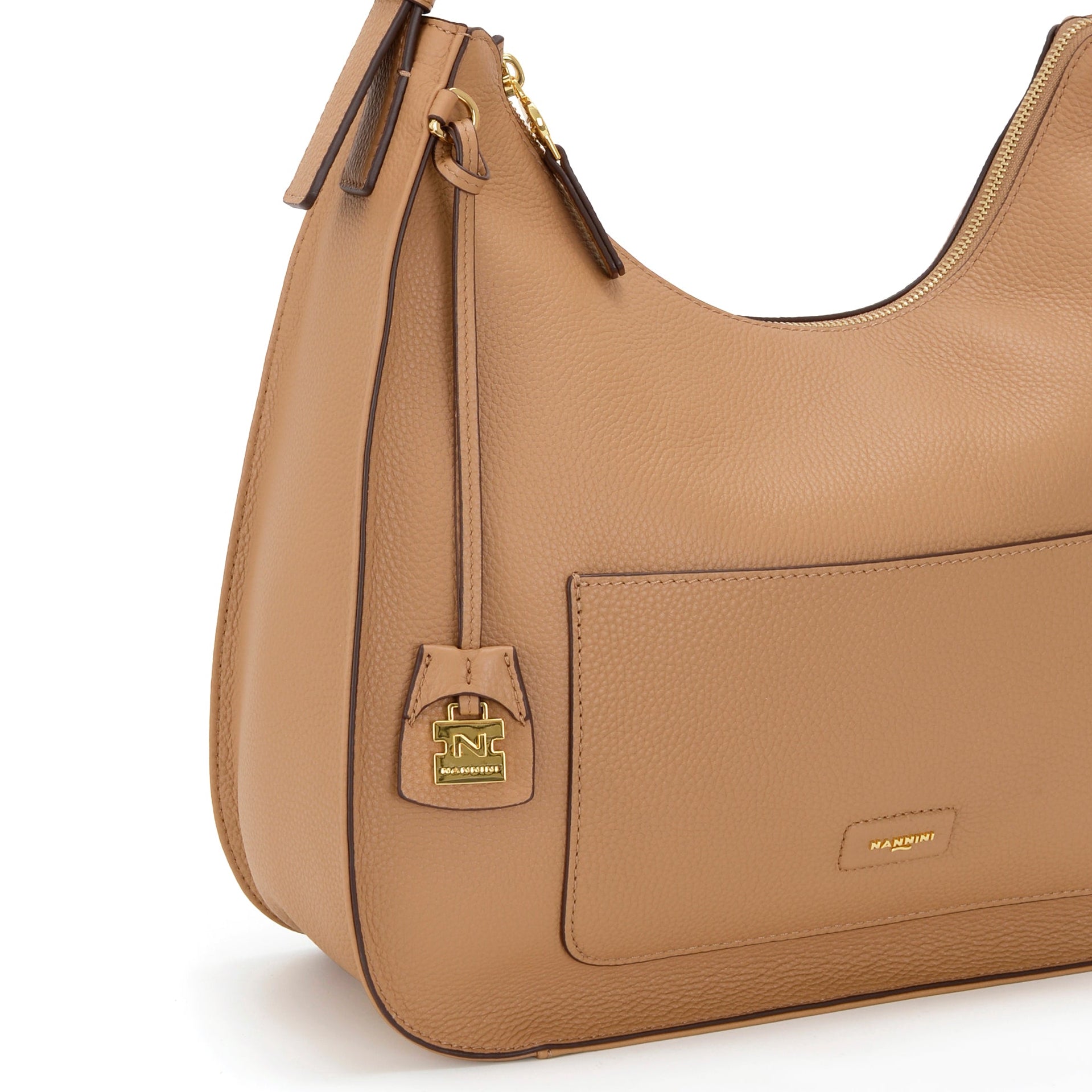 NANNINI borsa spalla donna camel pelle trapuntata piccola