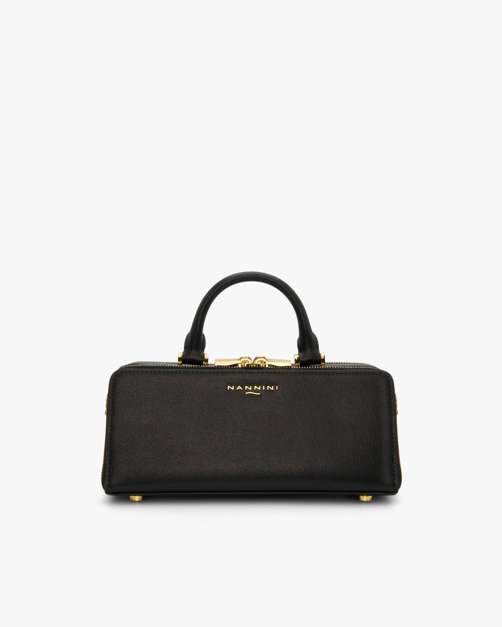 NANNINI pochette pelle nera tracolla borchie catena chic