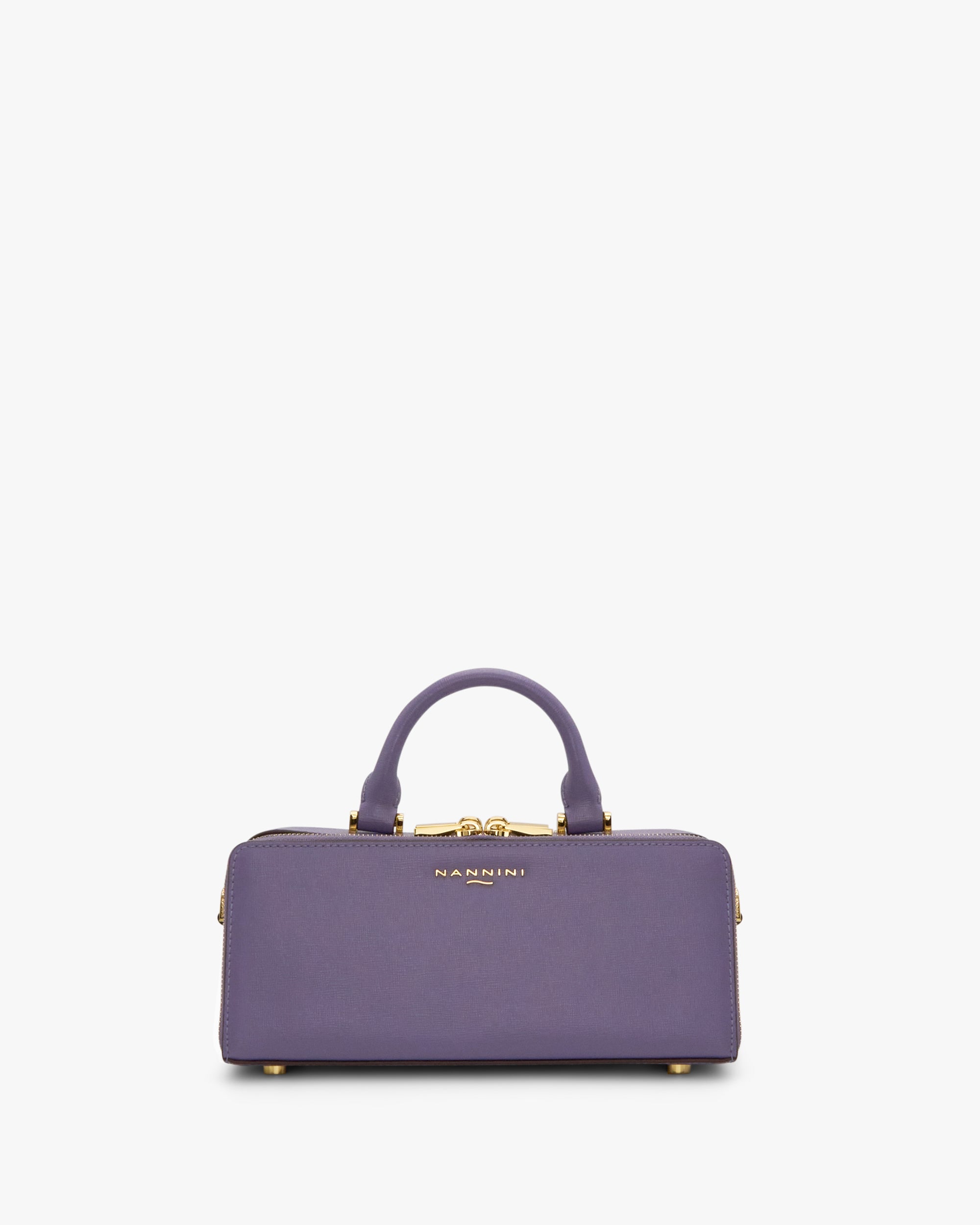 NANNINI Borsa a mano pelle trapuntata nero metallo oro