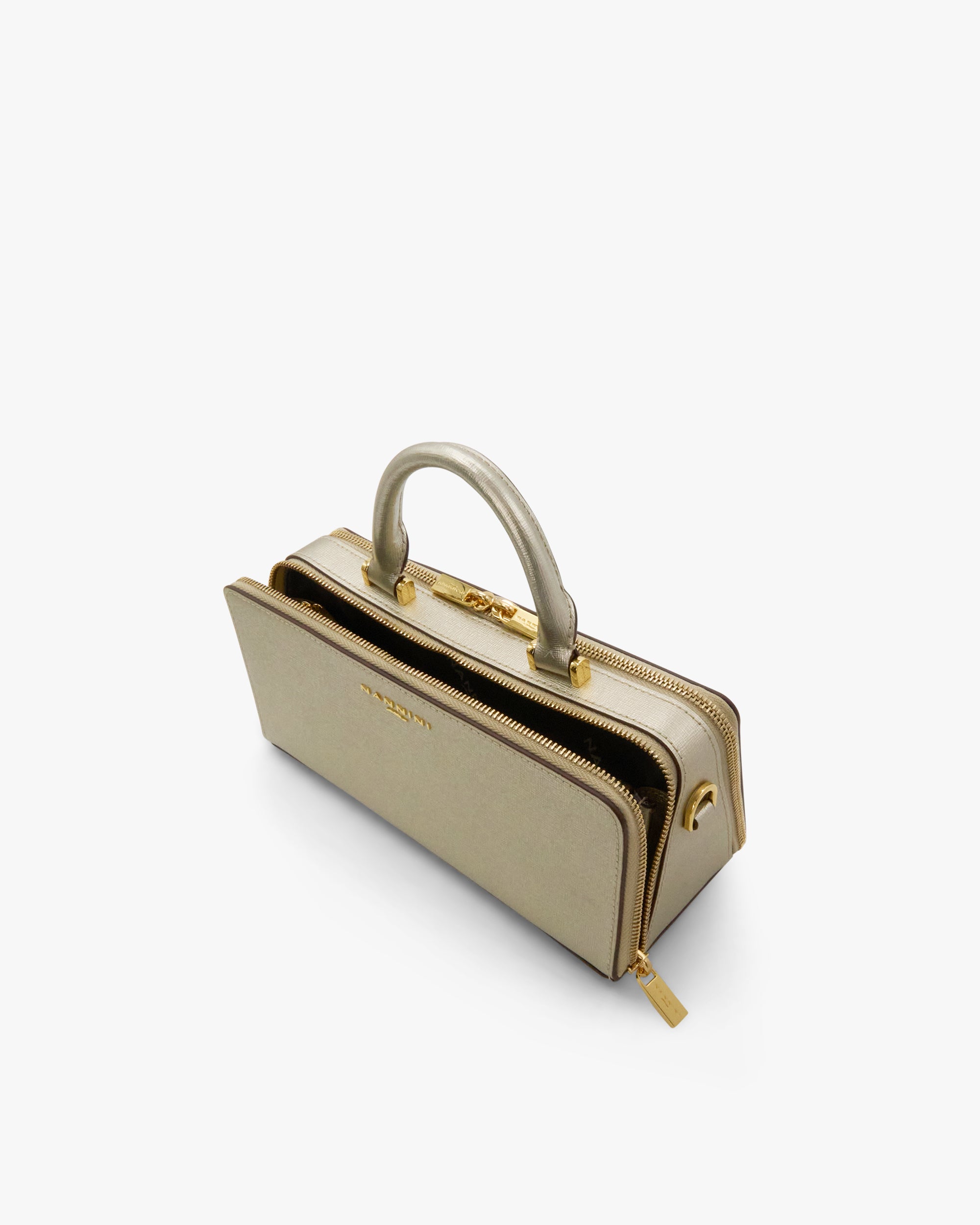 NANNINI Borsa a mano pelle intrecciata marrone chiaro elegante
