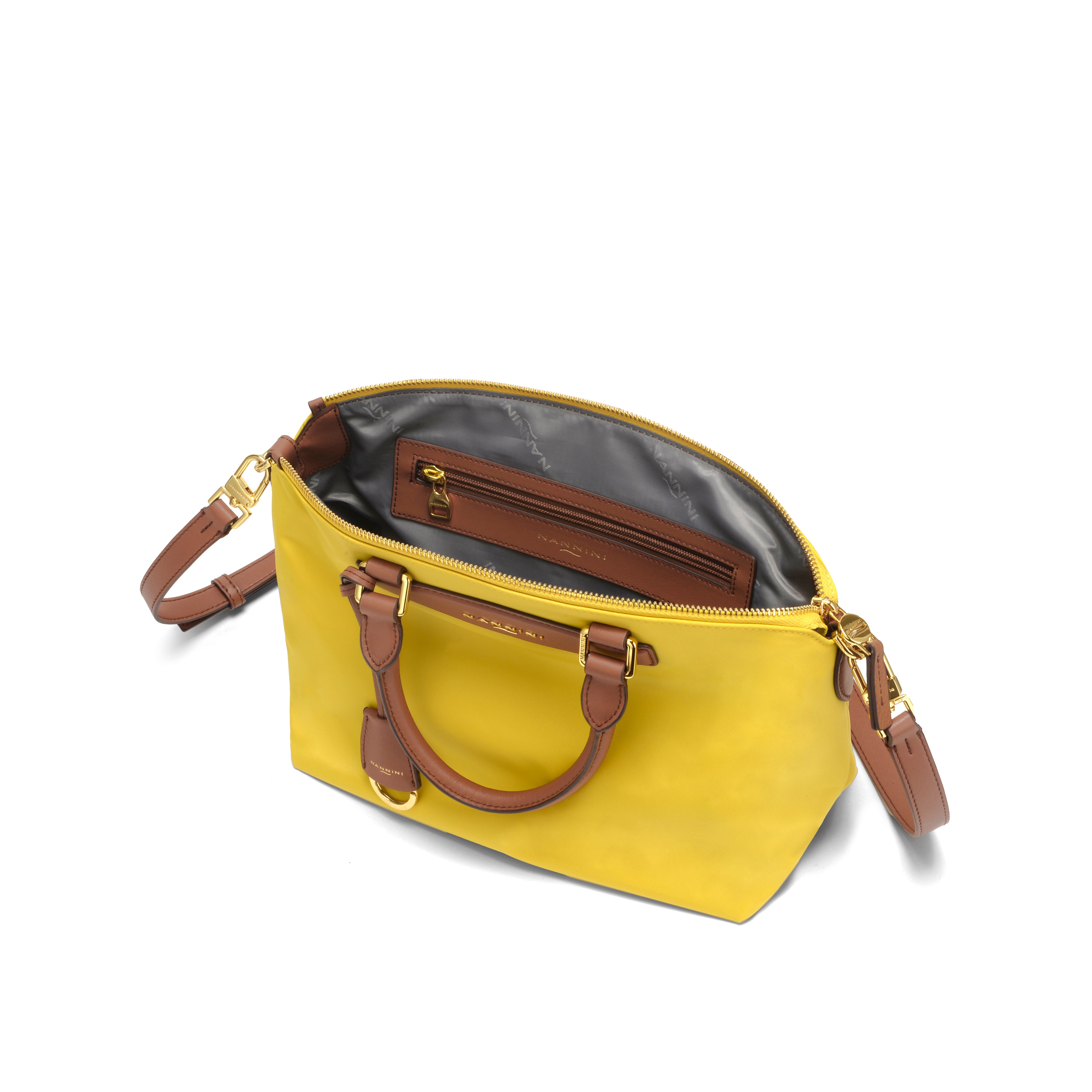 NANNINI Borsa a mano pelle trapuntata gialla design