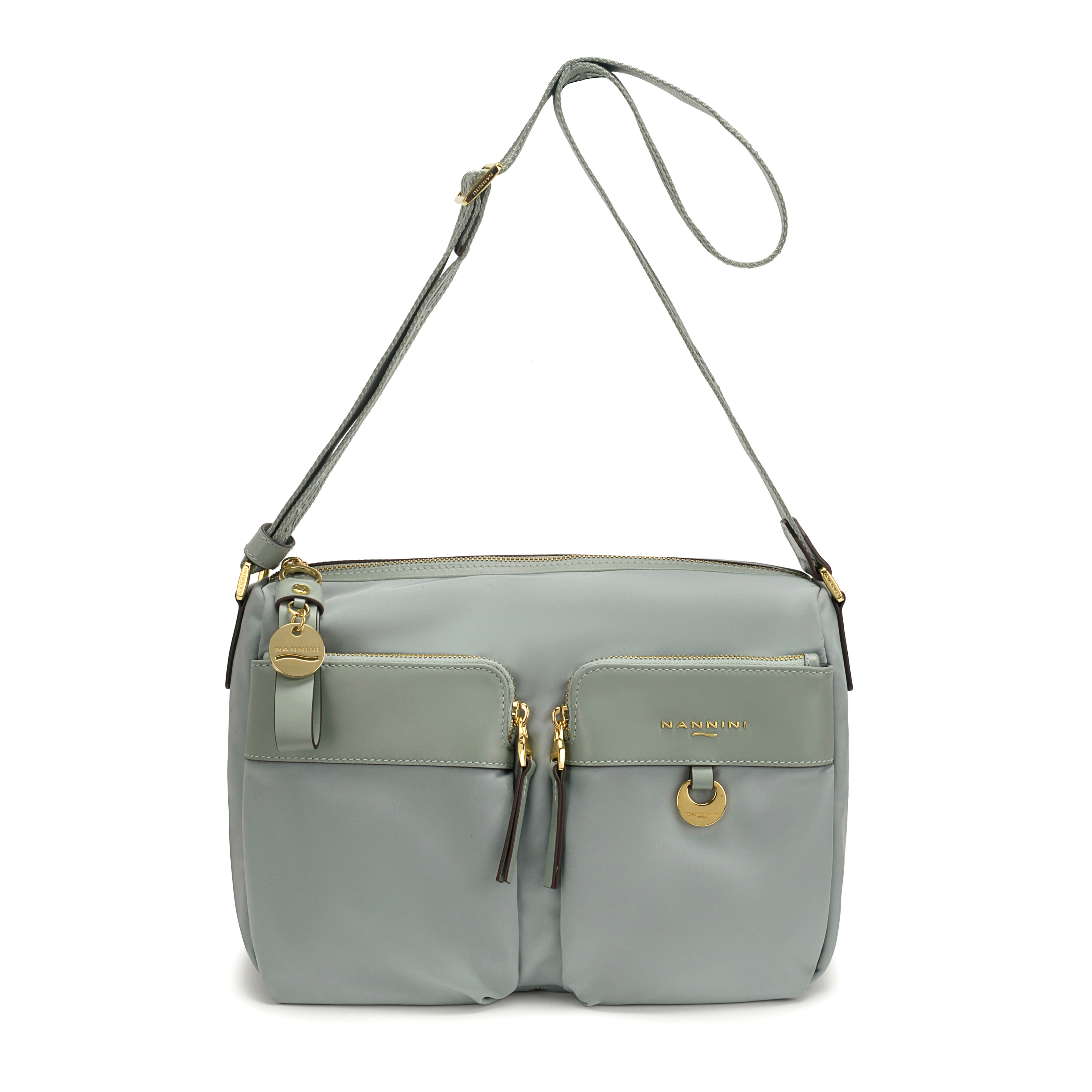 NANNINI borsa spalla donna pelle martellata salvia