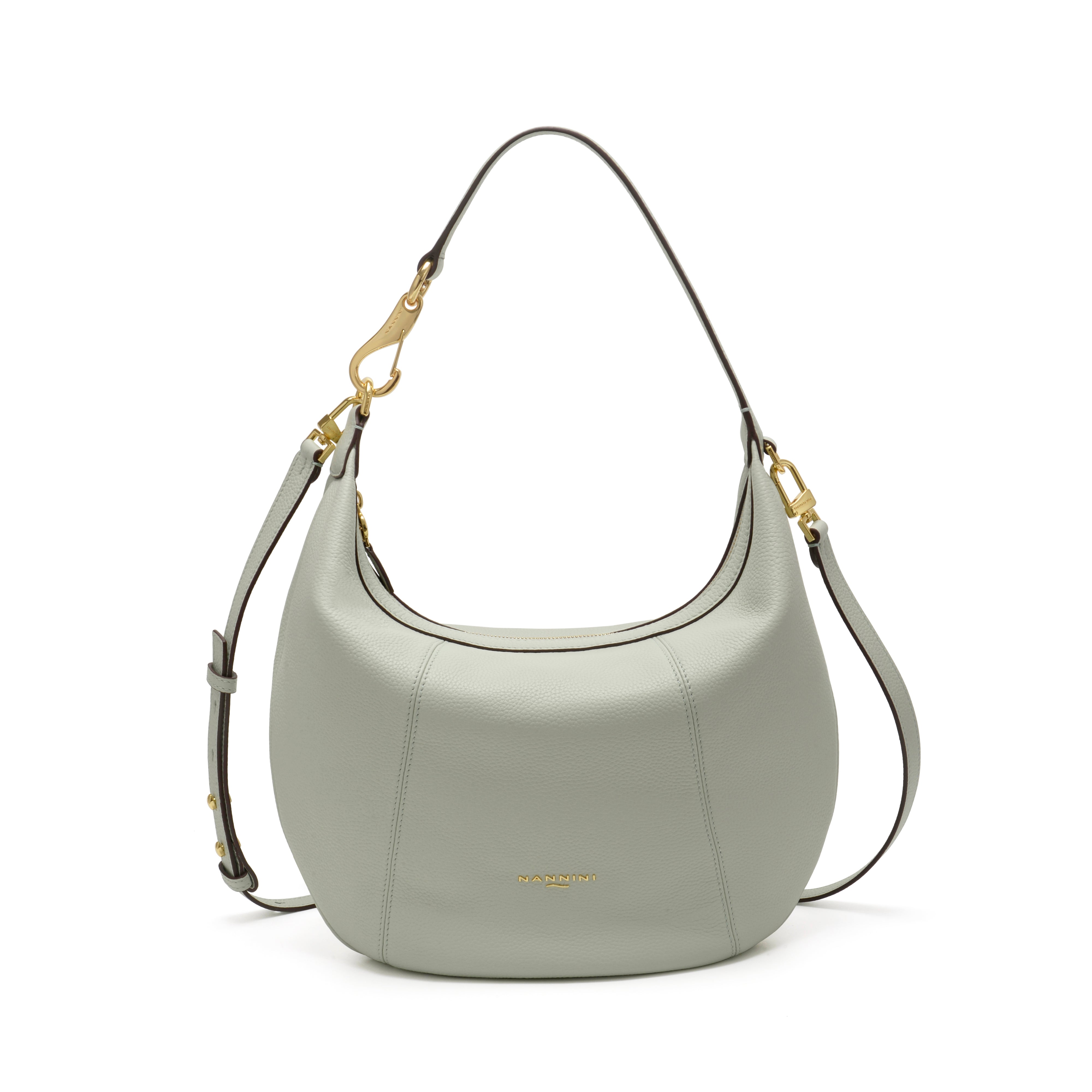 NANNINI borsa secchiello pelle martellata salvia tracolla donna