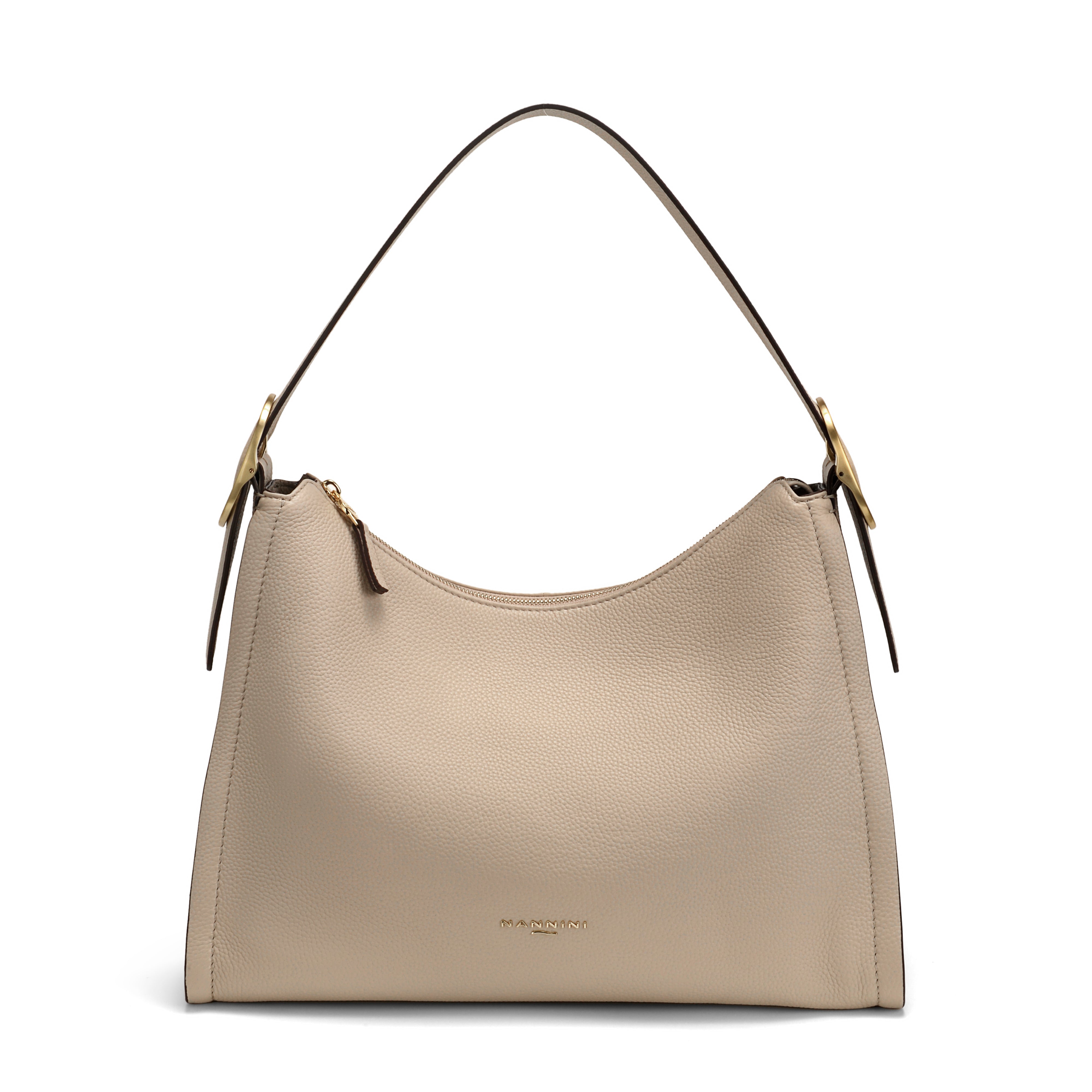 NANNINI borsa spalla donna pelle beige martellata moda