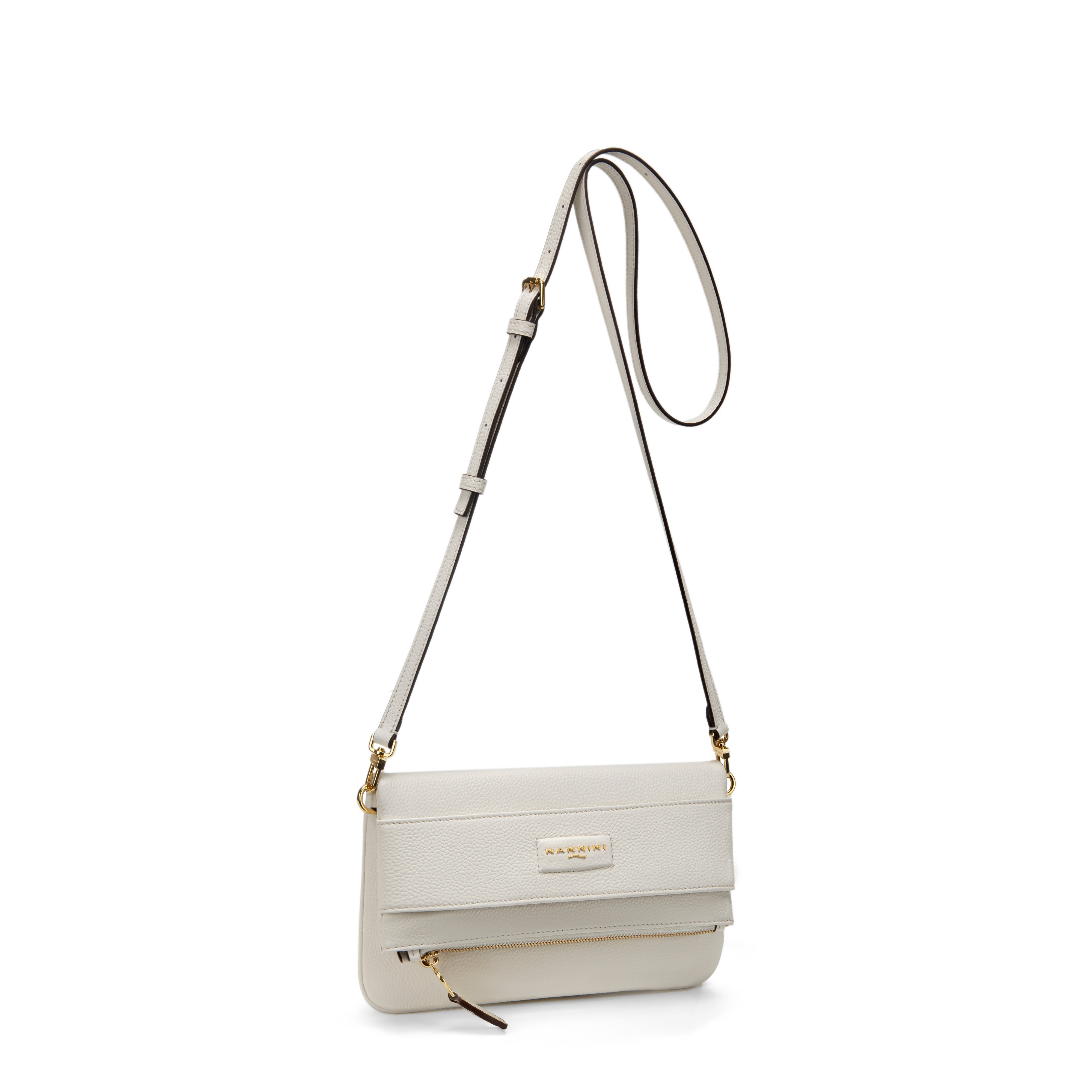 NANNINI pochette pelle sintetica tracolla trapuntata nera zip