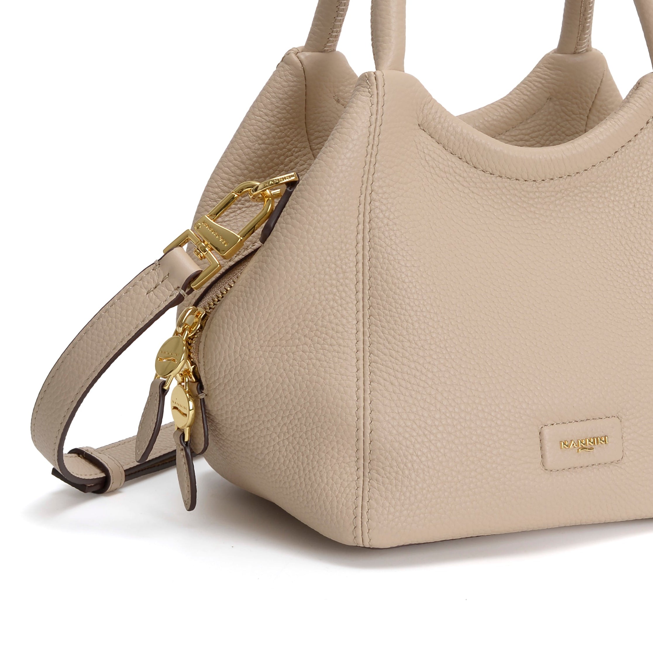 NANNINI borsa a spalla pelle martellata beige tracolla donna