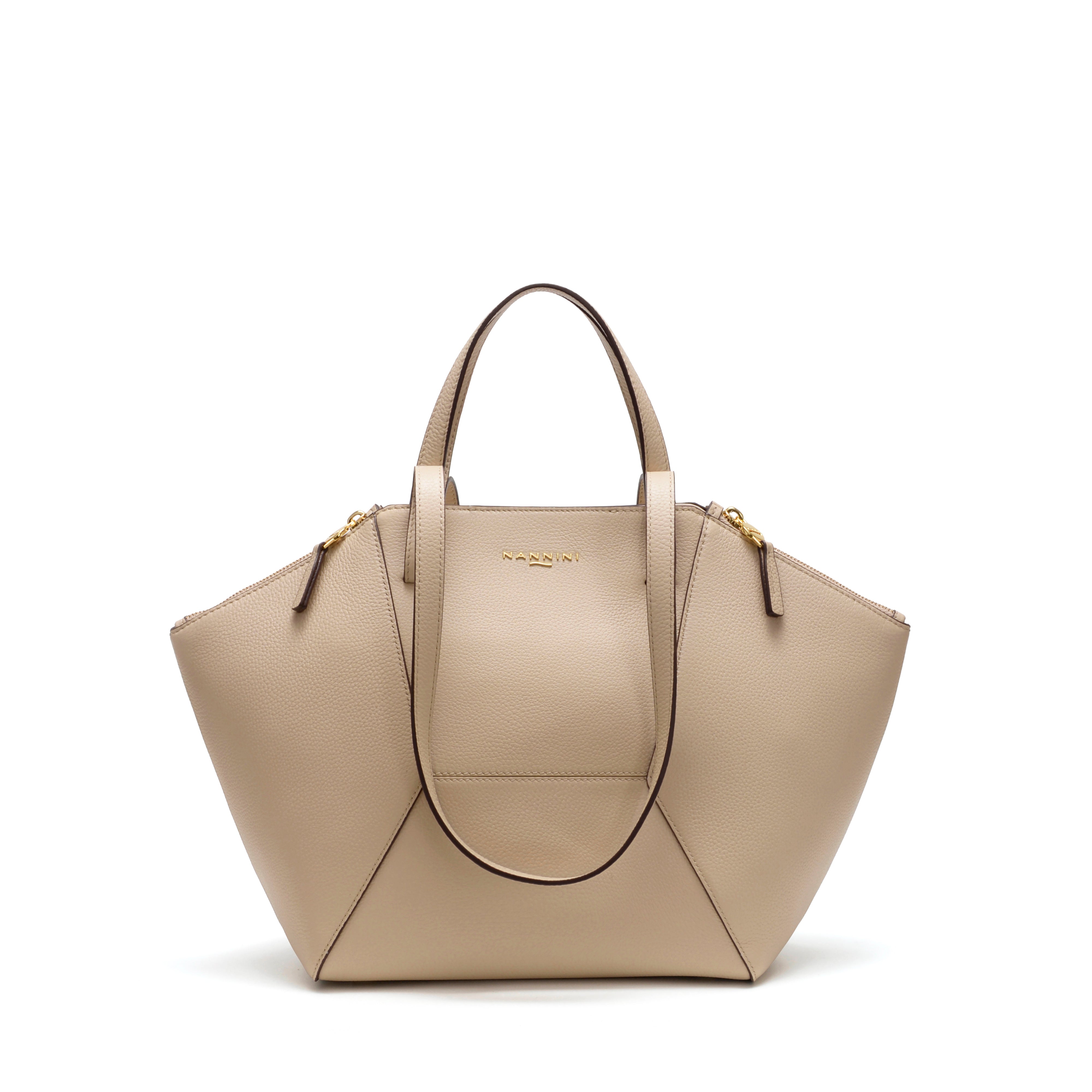 NANNINI borsa spalla donna pelle beige martellata casual