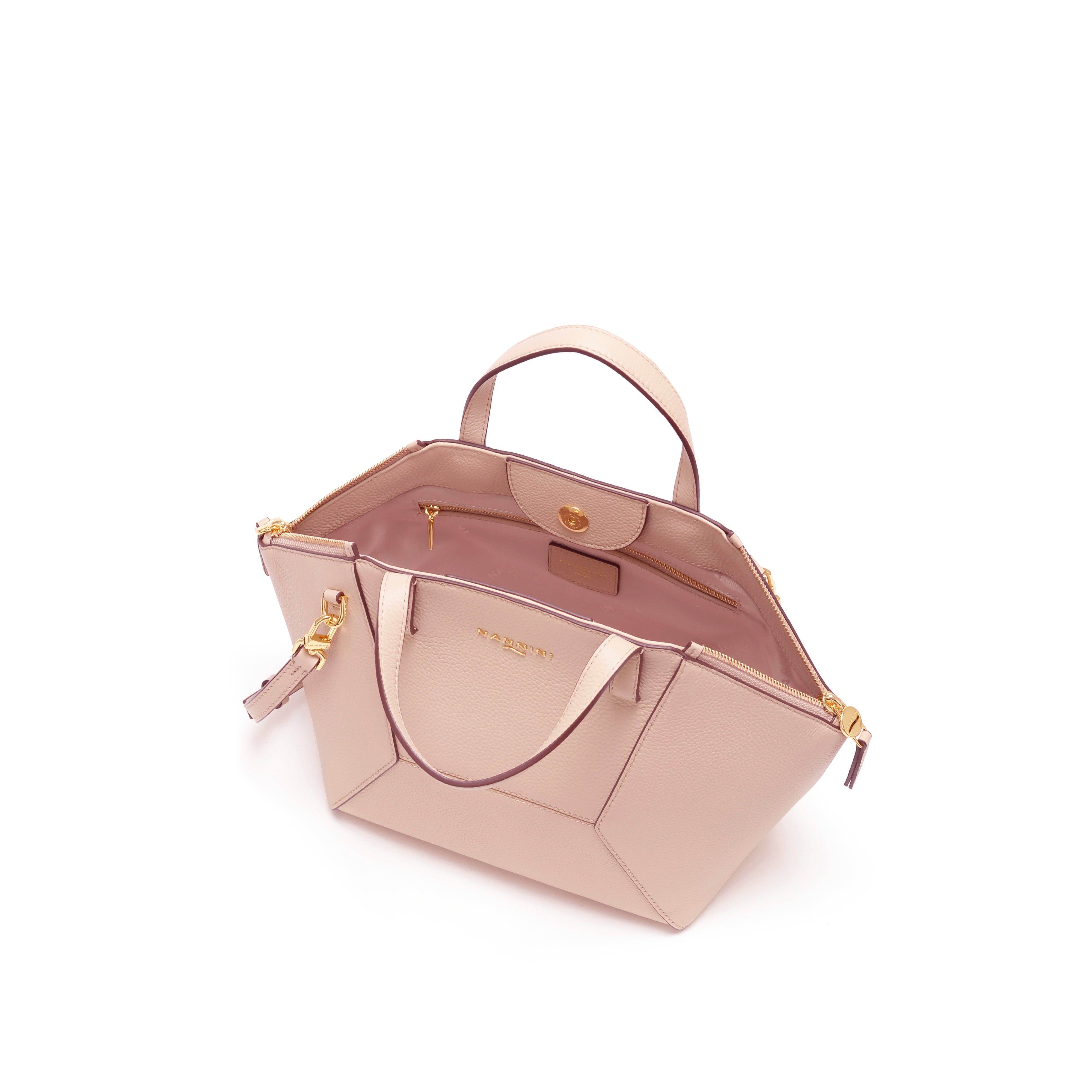 NANNINI borsa spalla donna pelle rosa cipria pochette con