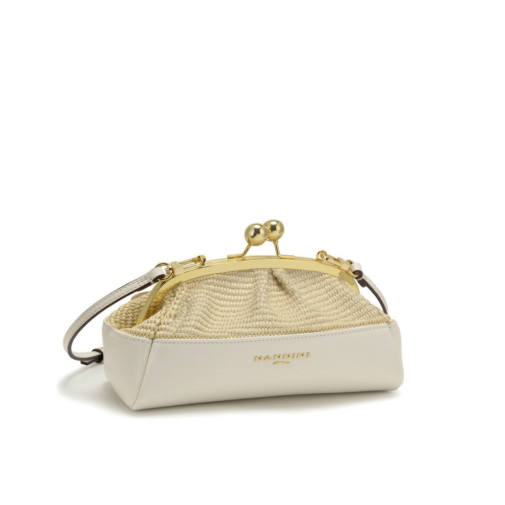 NANNINI Borsa Shopper Ecopelle Naturale Off-White Grande Casual