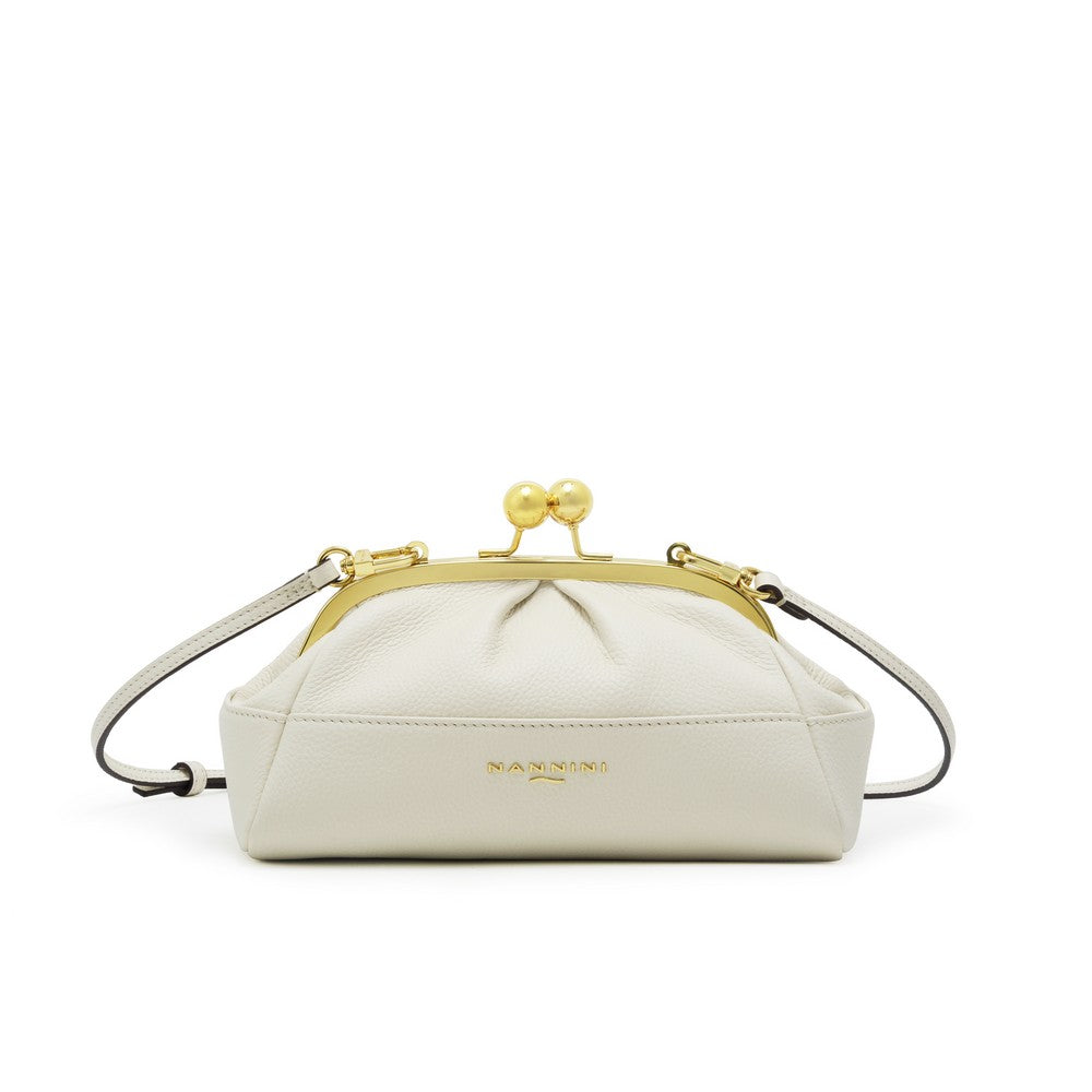 NANNINI pochette pelle martellata bianca donna small
