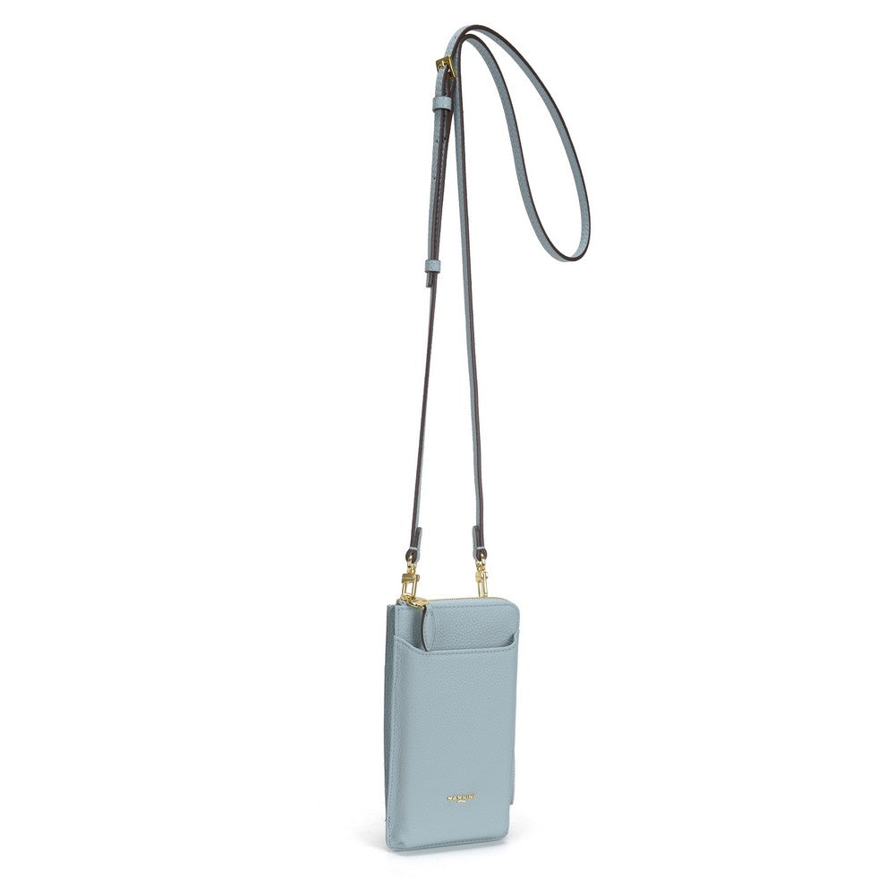 NANNINI borsa secchiello pelle martellata celeste spalla donna